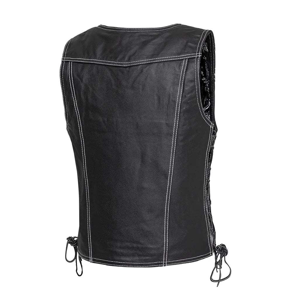 Cindy -  Women's Motorcycle Leather Vest Black - Image 2