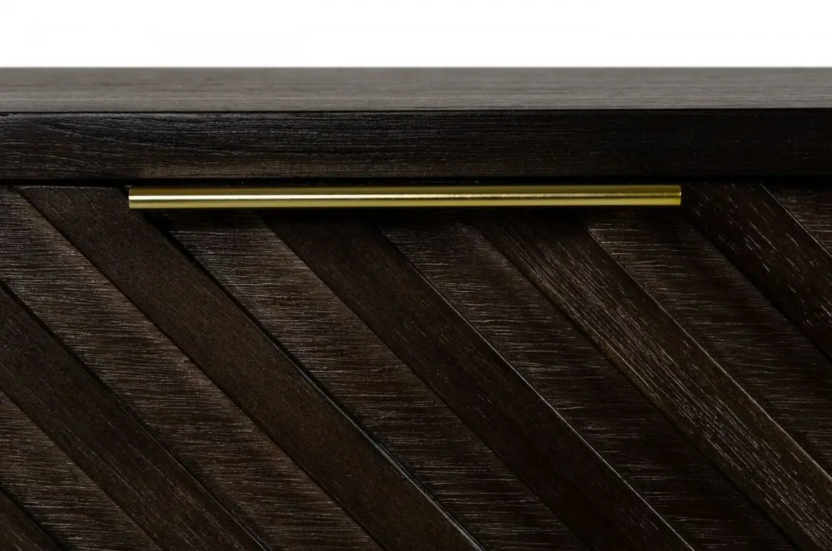 Classic Chevron Dark Brown Nightstand with Two Drawers - Image 4