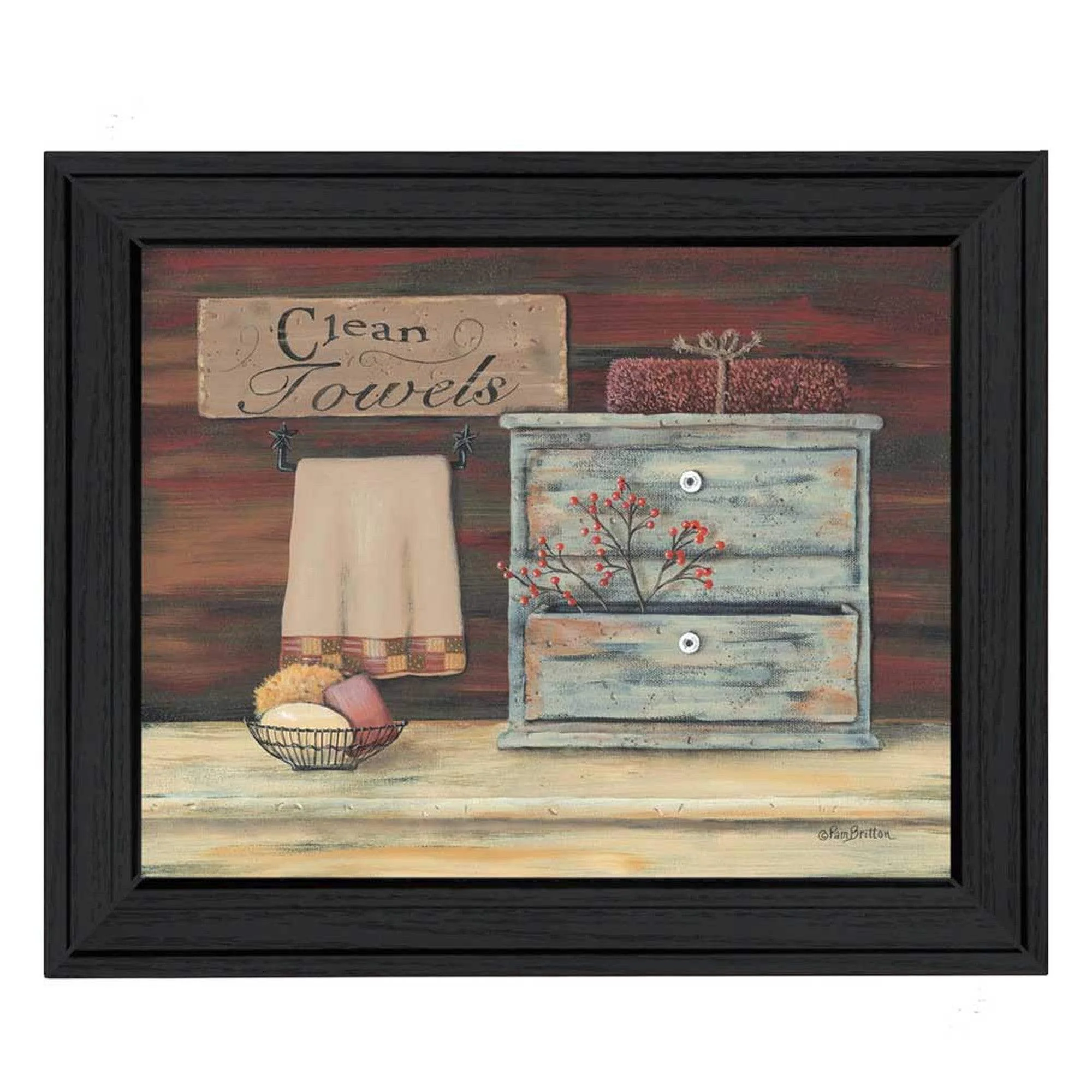 Clean Towels 1 Black Framed Print Bathroom Wall Art - Image 2