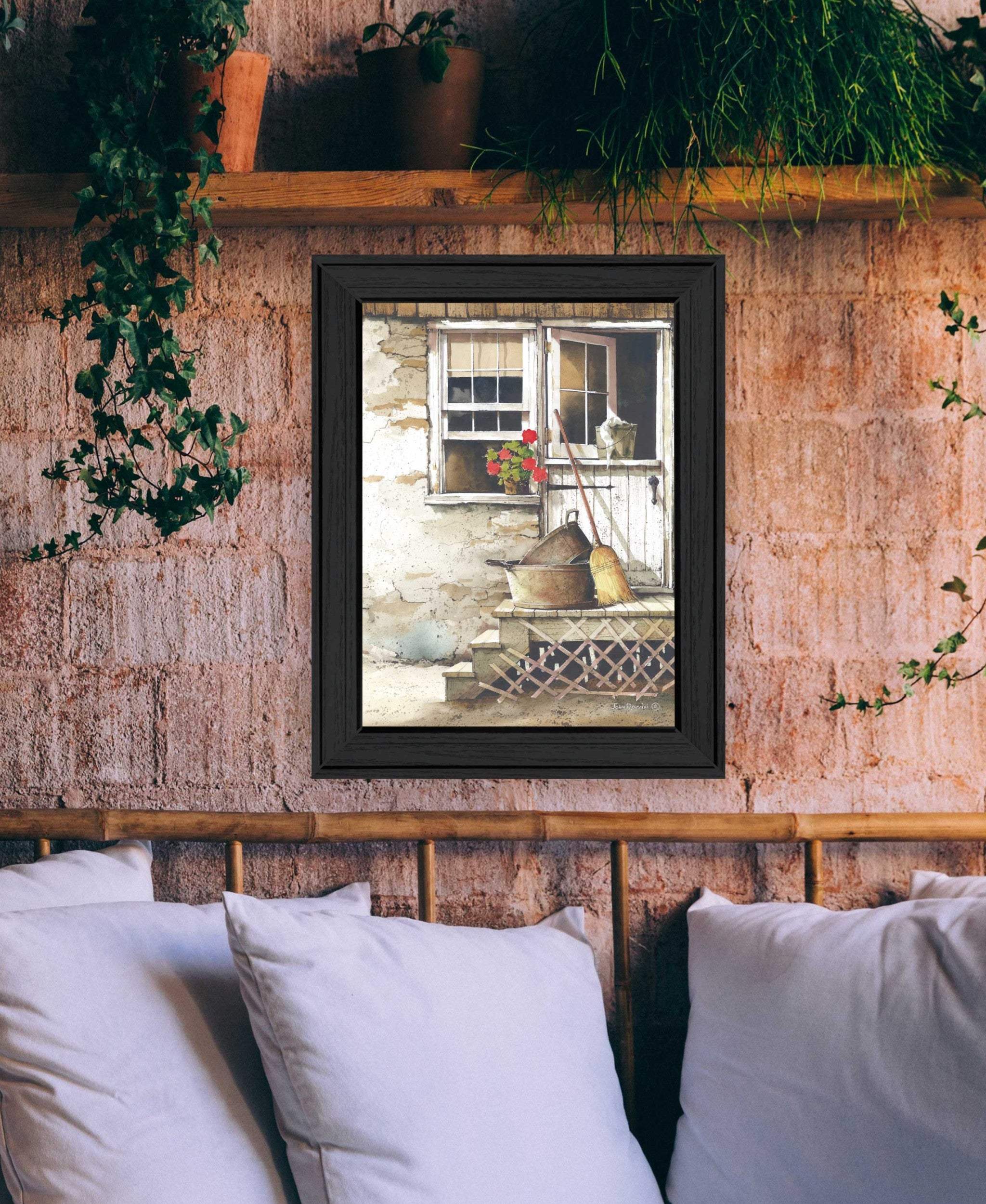 Cleaning Day Black Framed Print Bathroom Wall Art - Image 5