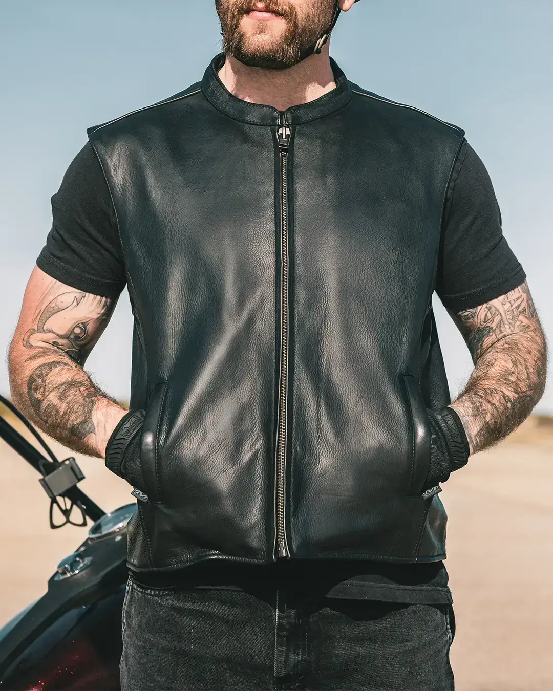 Club House Men's Leather Motorcycle Vest - Image 11