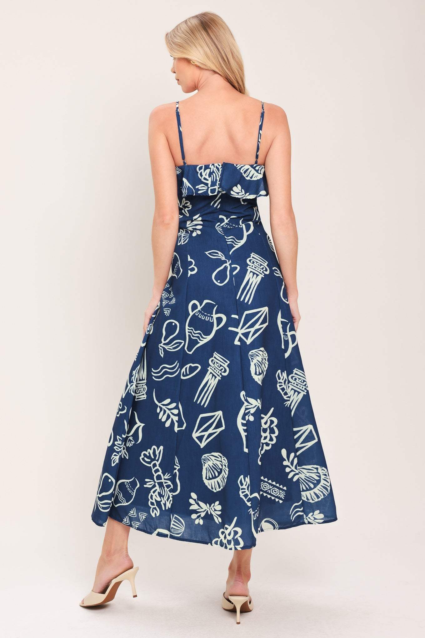 COASTAL SKETCH WOVEN MIDI DRESS - Image 6