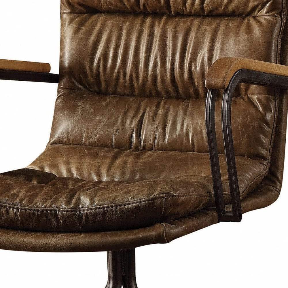 Coffee and Dark Brown Swivel Leather Rolling Executive Office Chair - Image 3