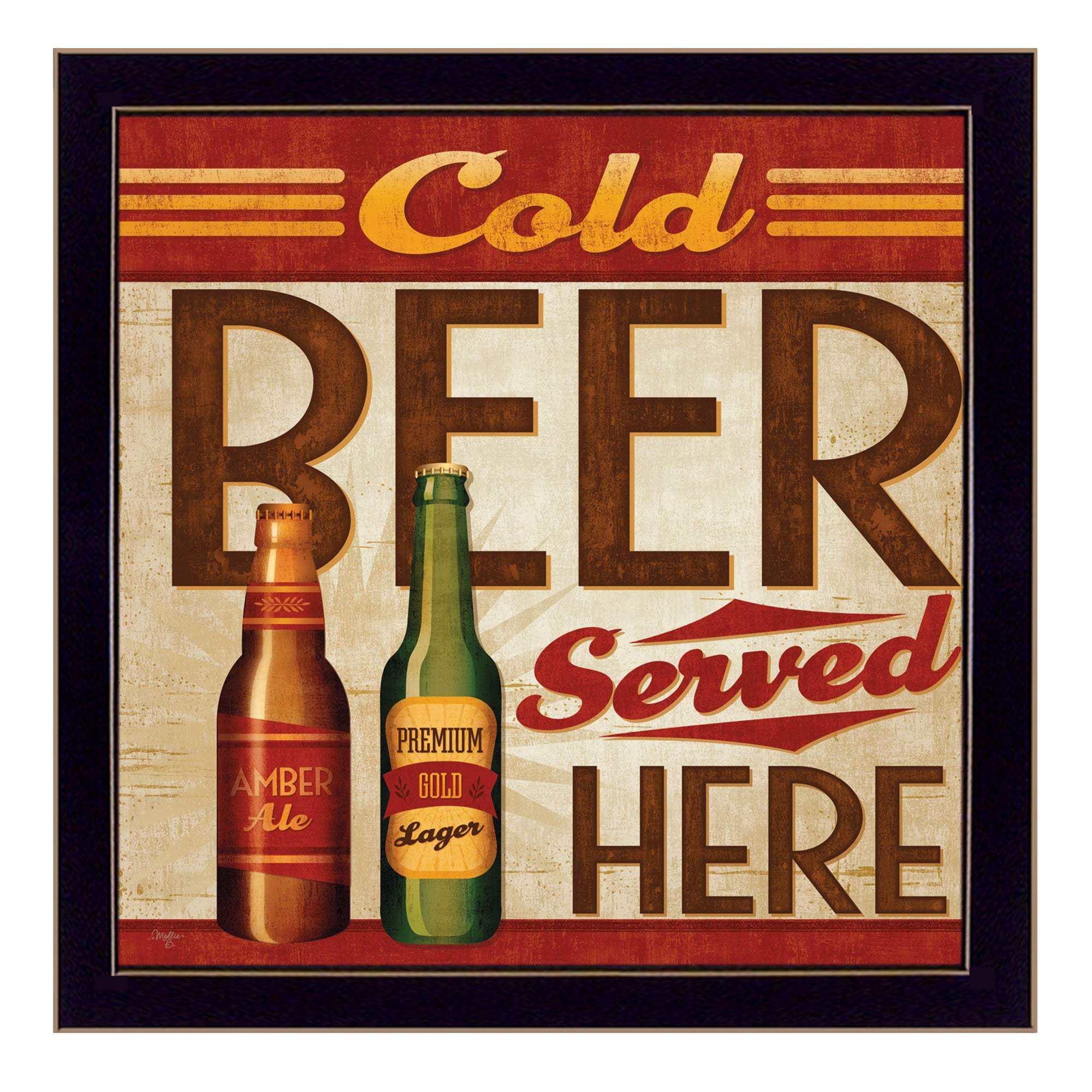 Cold Beer Served Here Black Framed Print Wall Art - Image 2