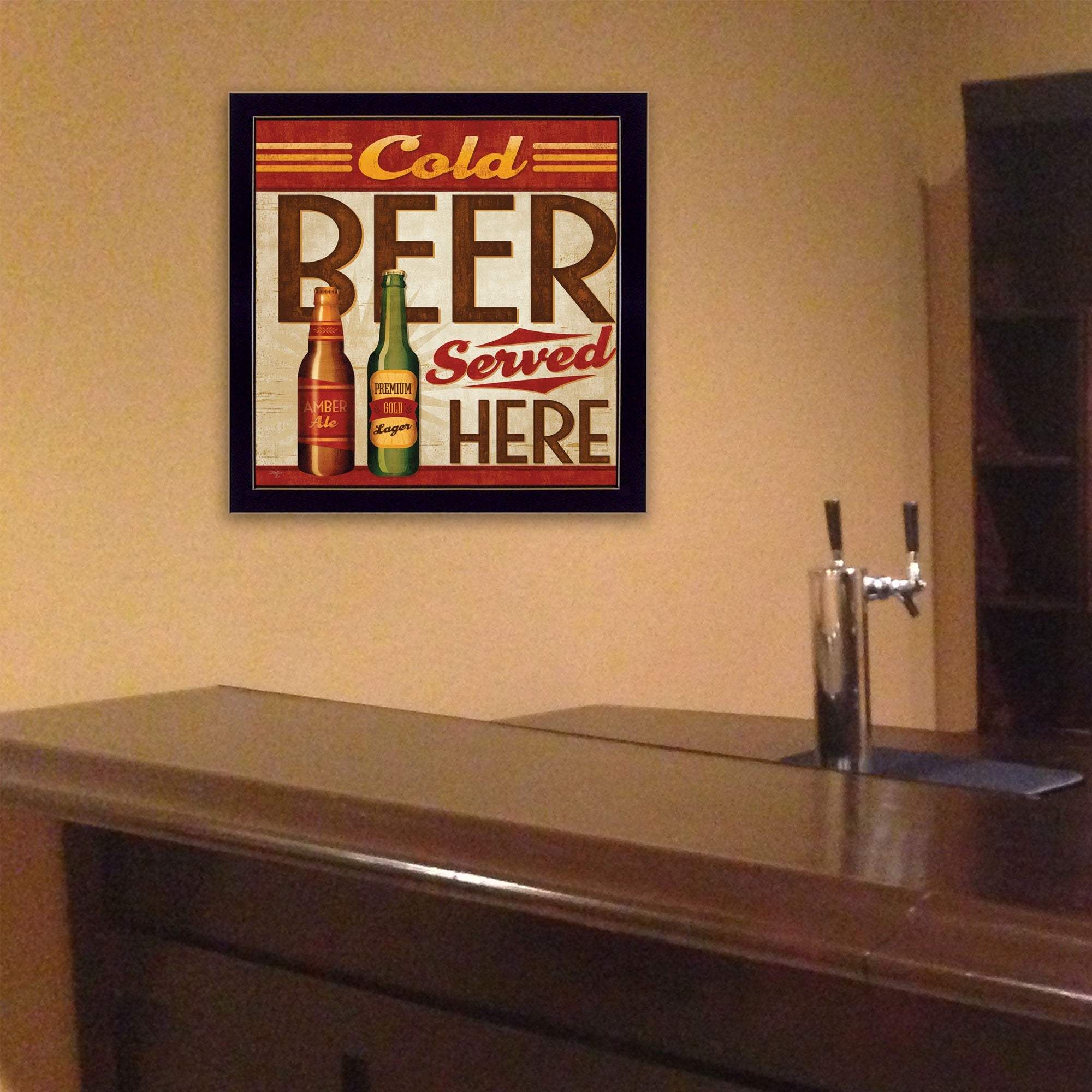Cold Beer Served Here Black Framed Print Wall Art - Image 4