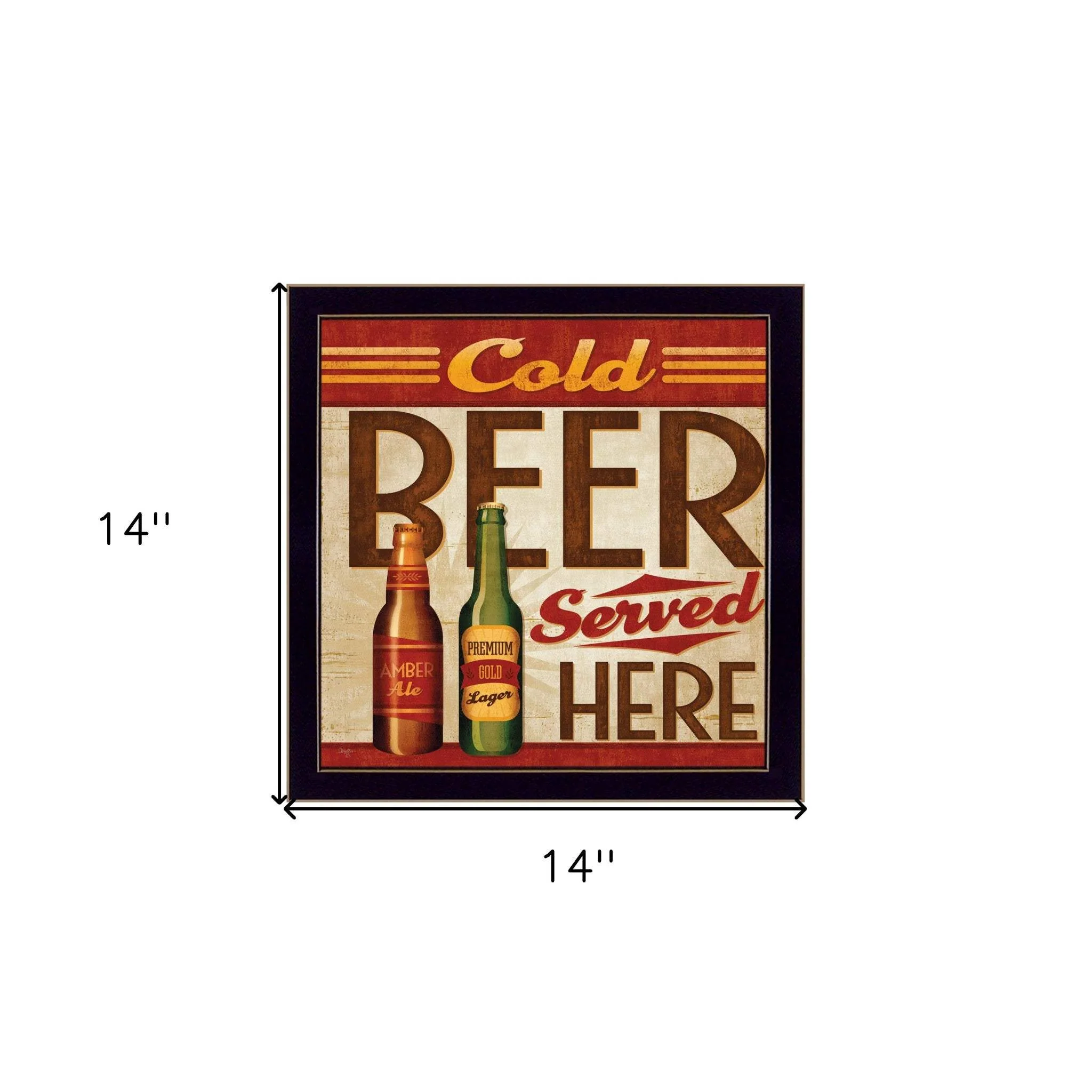 Cold Beer Served Here Black Framed Print Wall Art - Image 5