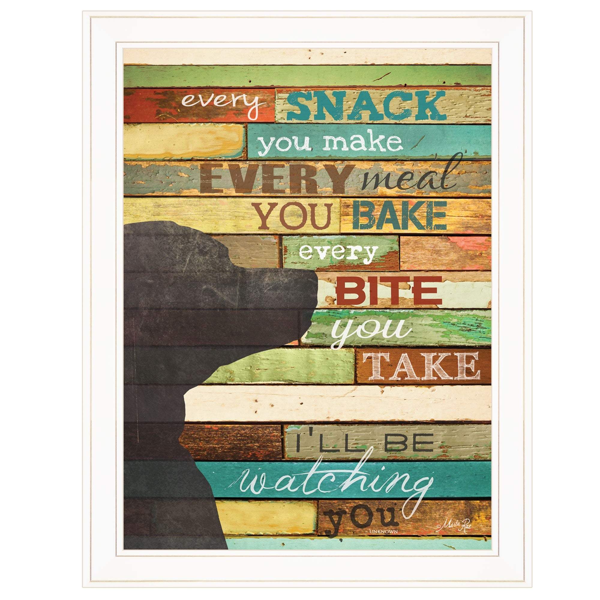 Colorful Dog Watching You Snack White Framed Print Wall Art - Image 2
