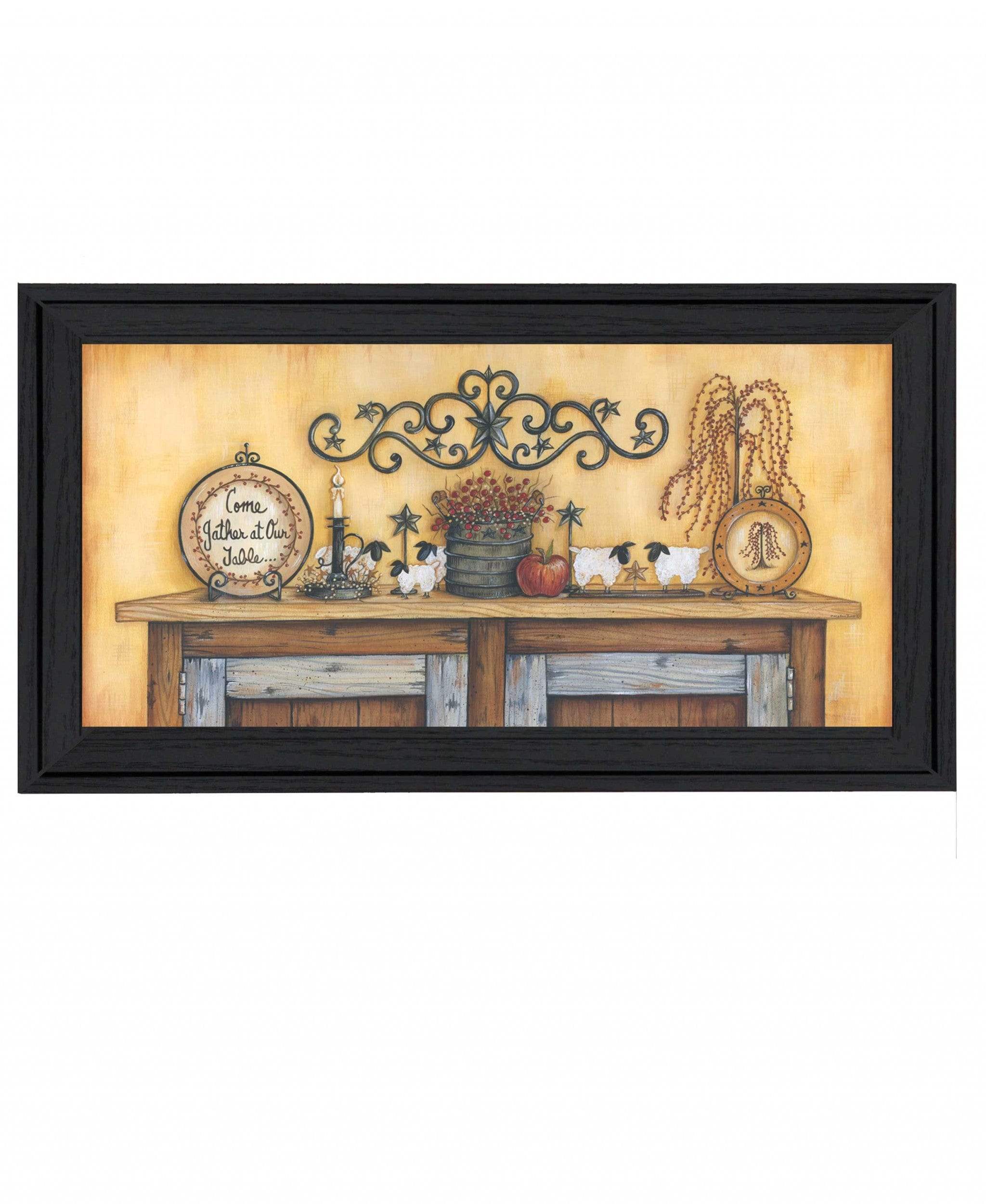 Come Gather at Our Table 4 Black Framed Print Wall Art - Image 2