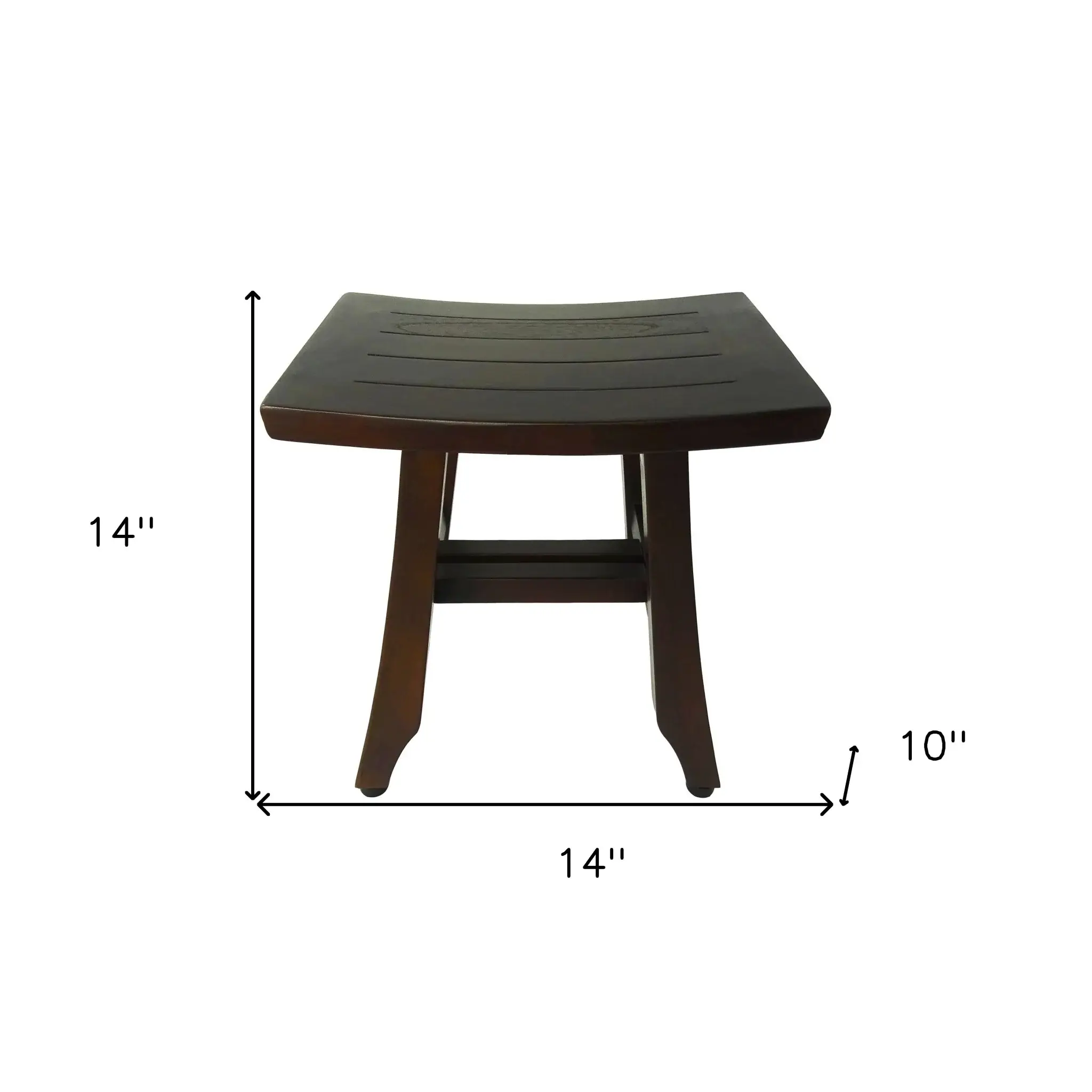 Compact Curvilinear Teak Shower Or Outdoor Bench In Brown Finish - Image 8