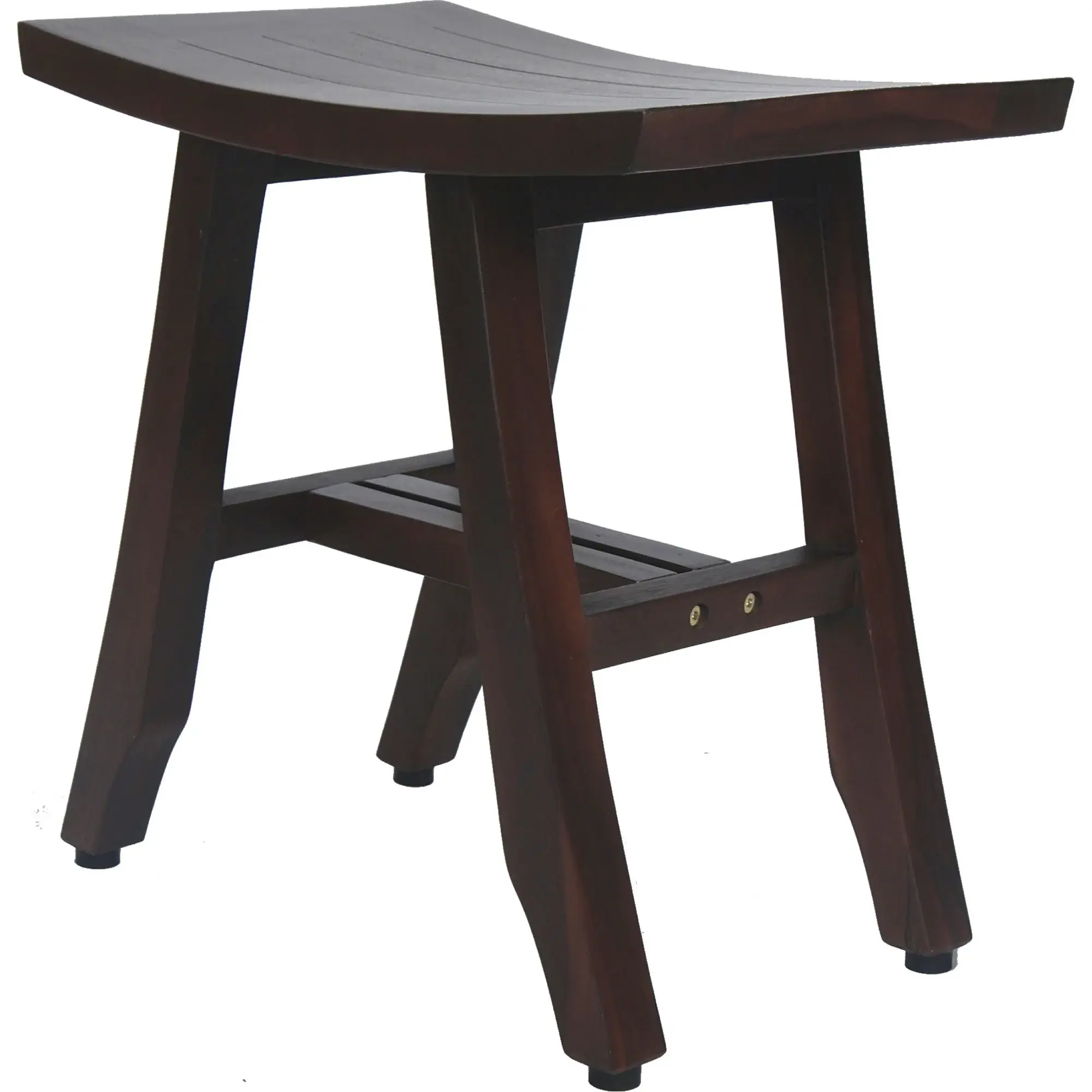 Compact Curvilinear Teak Shower Outdoor Bench In Brown Finish - Image 2