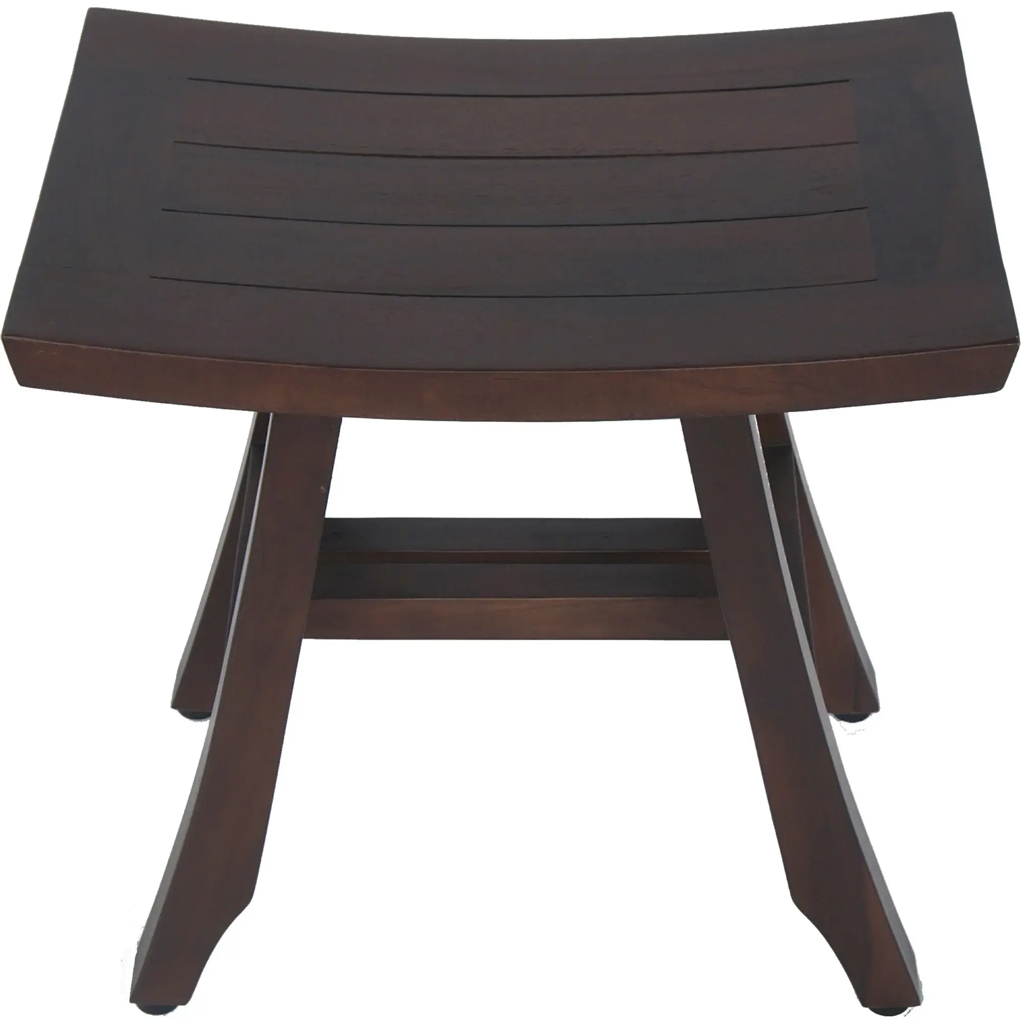 Compact Curvilinear Teak Shower Outdoor Bench In Brown Finish - Image 3