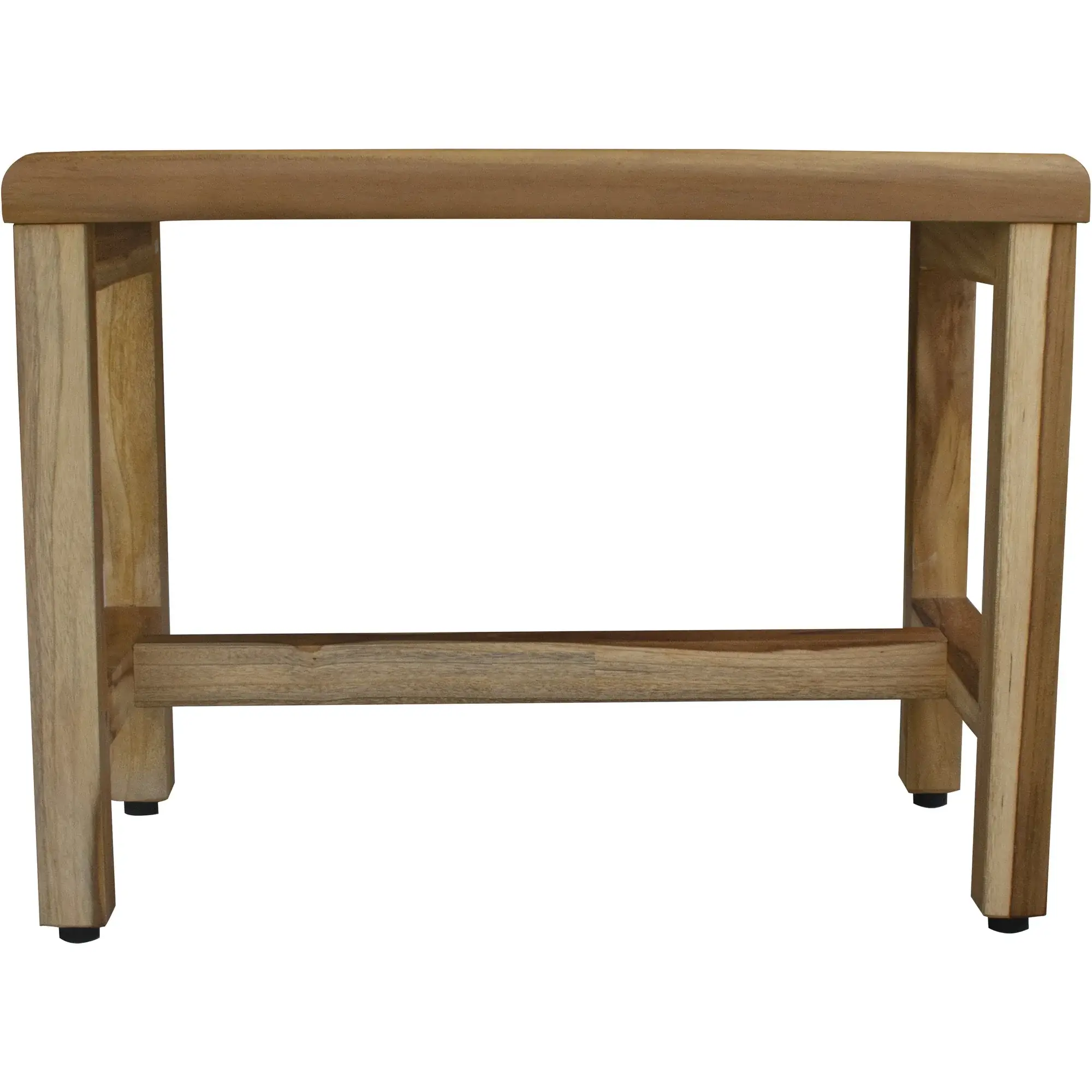 Compact Rectangular Teak Shower  Outdoor Bench With Shelf In Natural Finish - Image 2