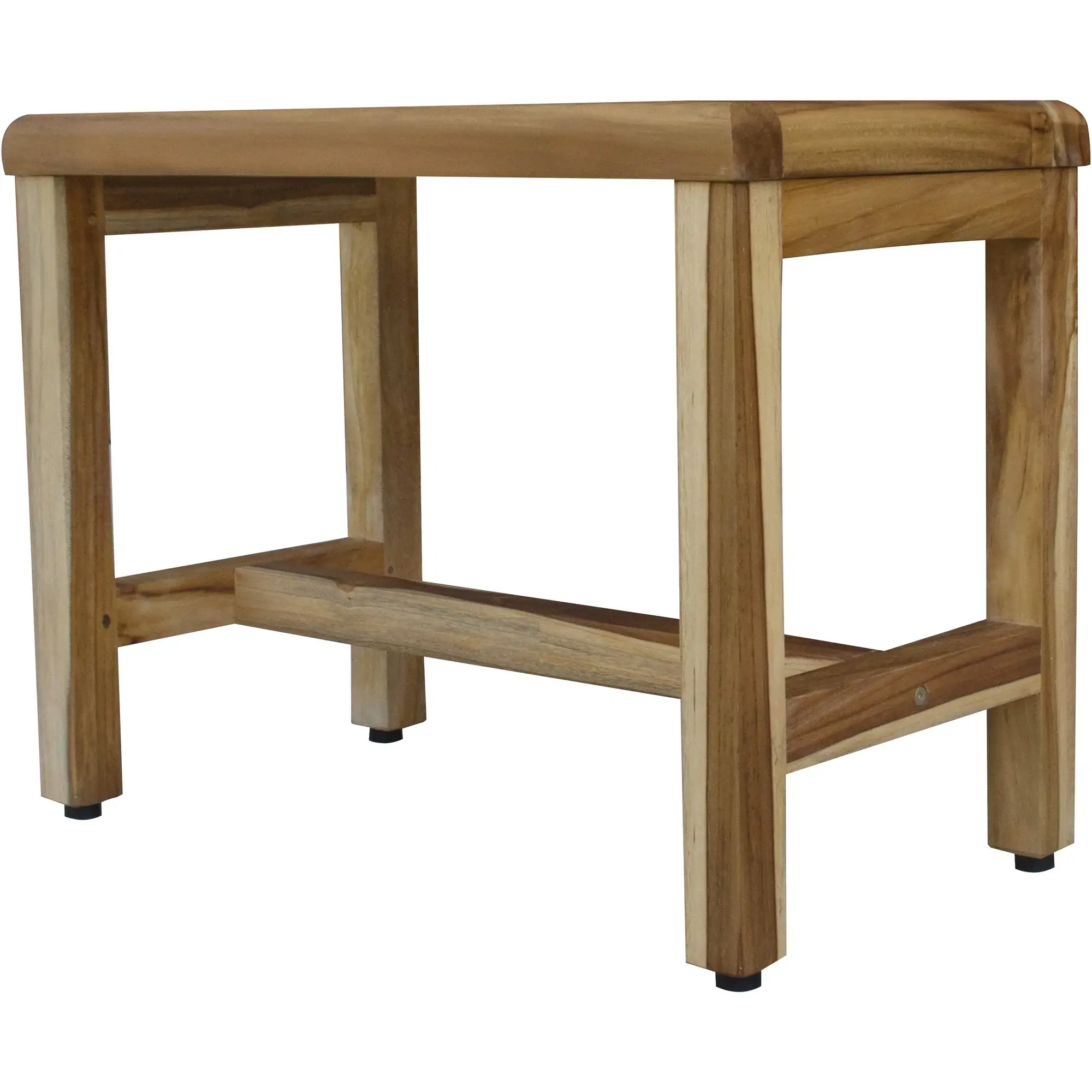 Compact Rectangular Teak Shower  Outdoor Bench With Shelf In Natural Finish - Image 3