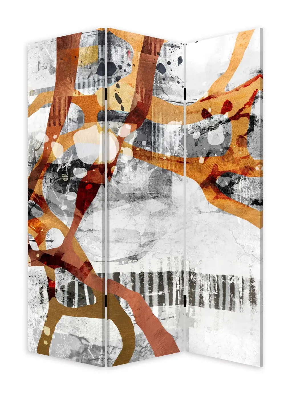 Contemporary Abstract Art Three Panel Room Divider Screen - Image 2