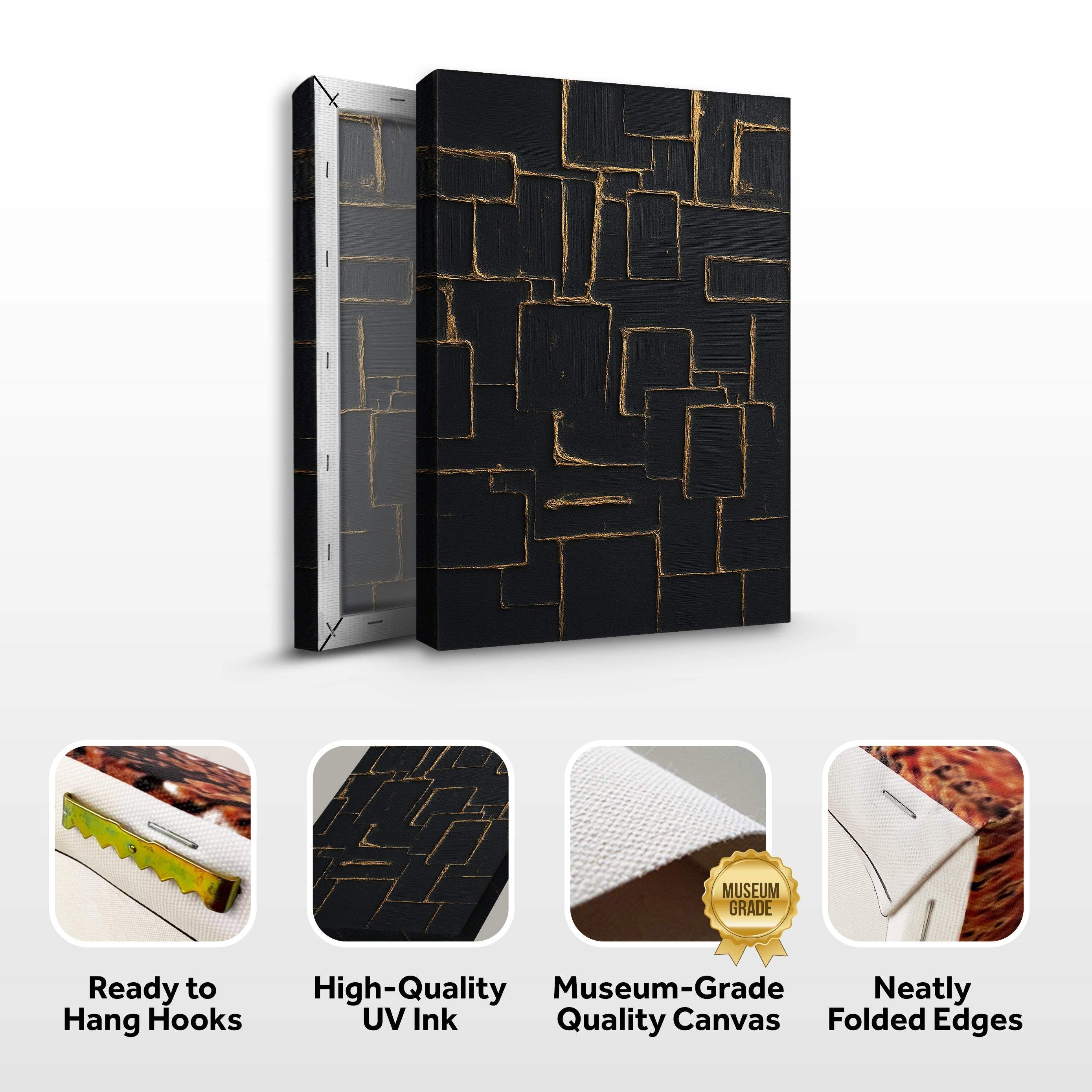 Contemporary Black and Gold Wall Art - Image 7