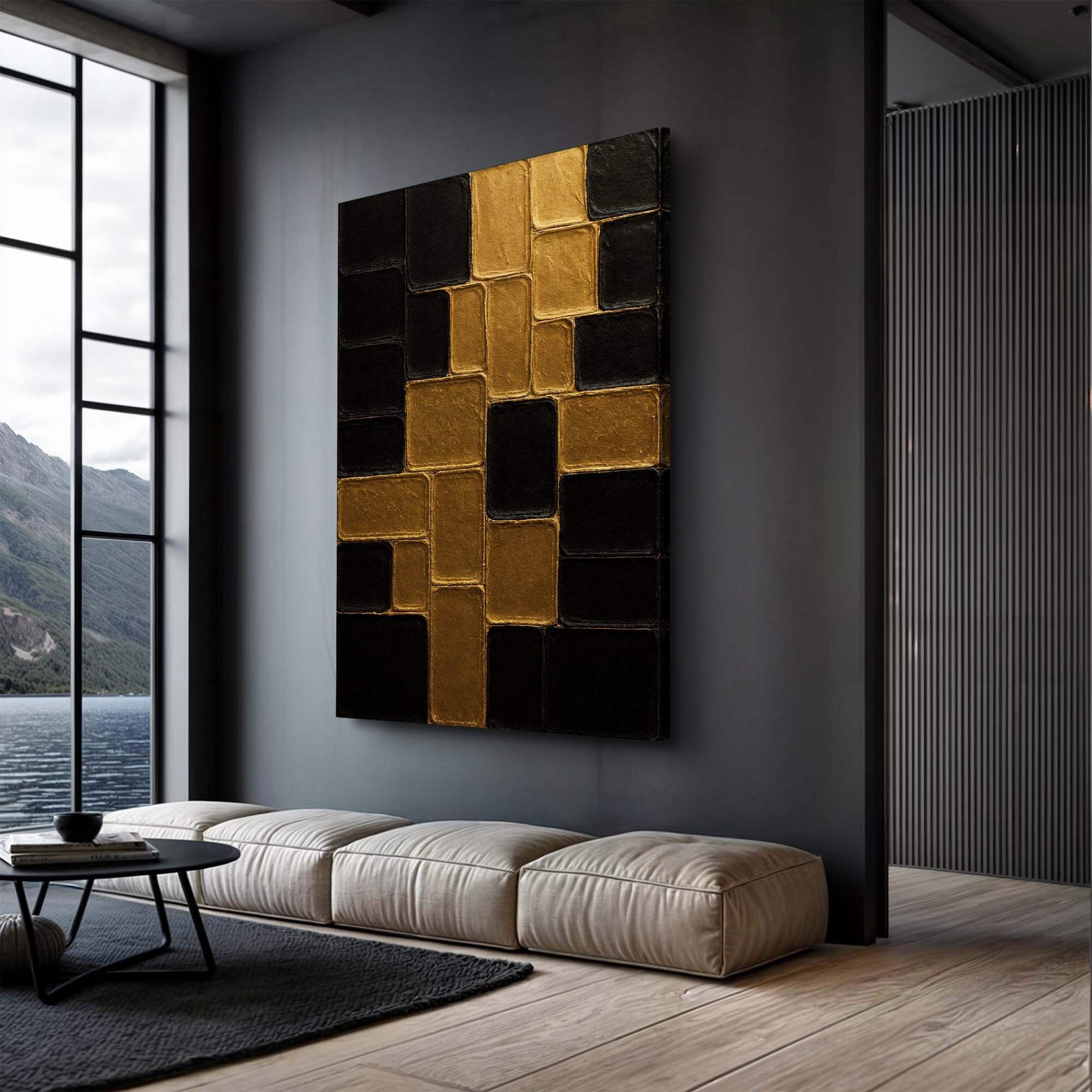 Contemporary Black and Gold Wall Art II - Image 2