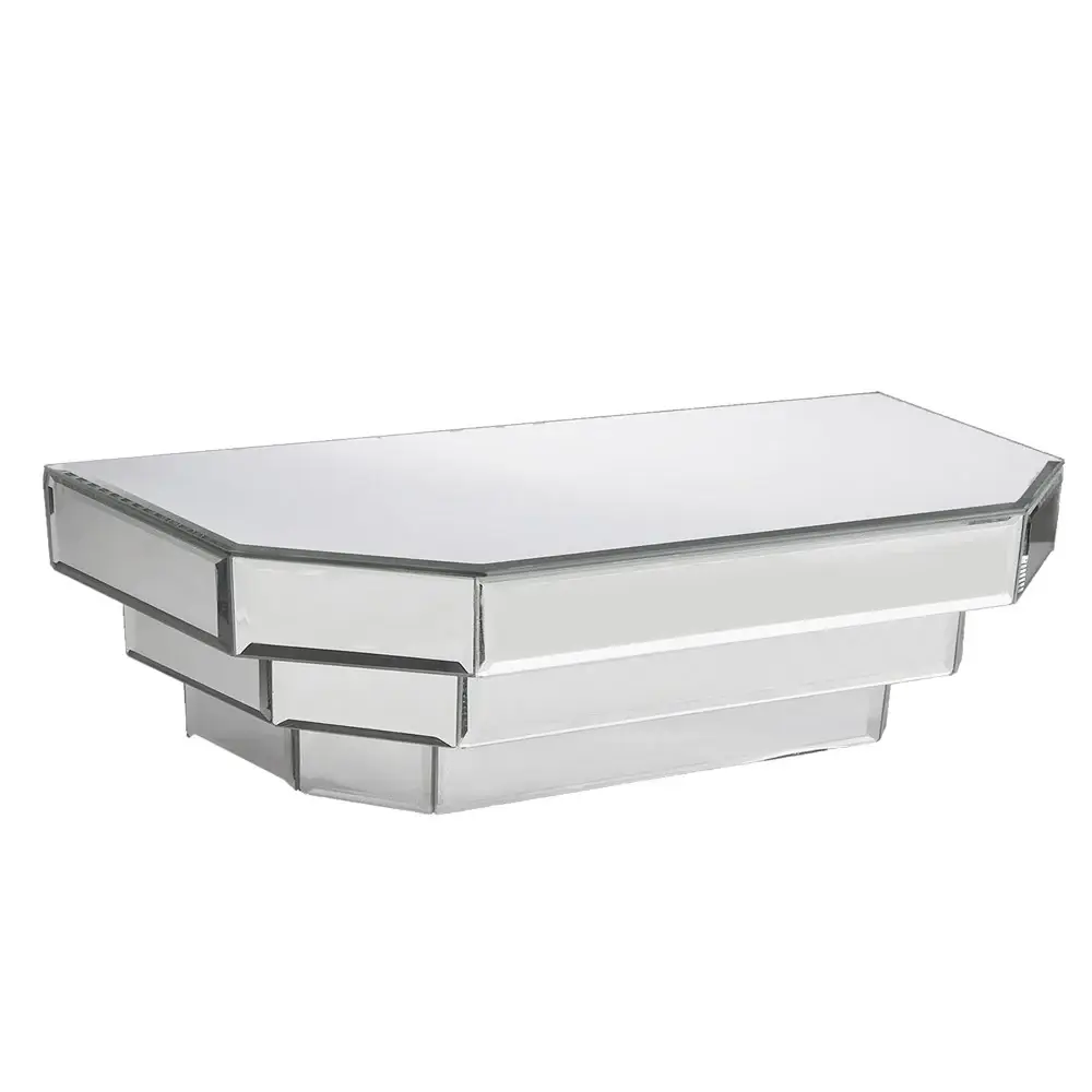 Contemporary Floating Mirrored Glass Stepped Shelf - Image 2