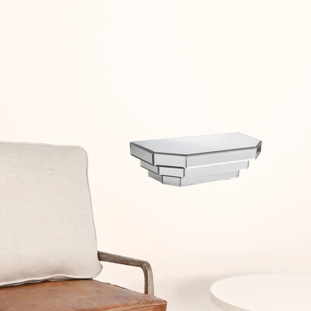 Contemporary Floating Mirrored Glass Stepped Shelf - Image 3