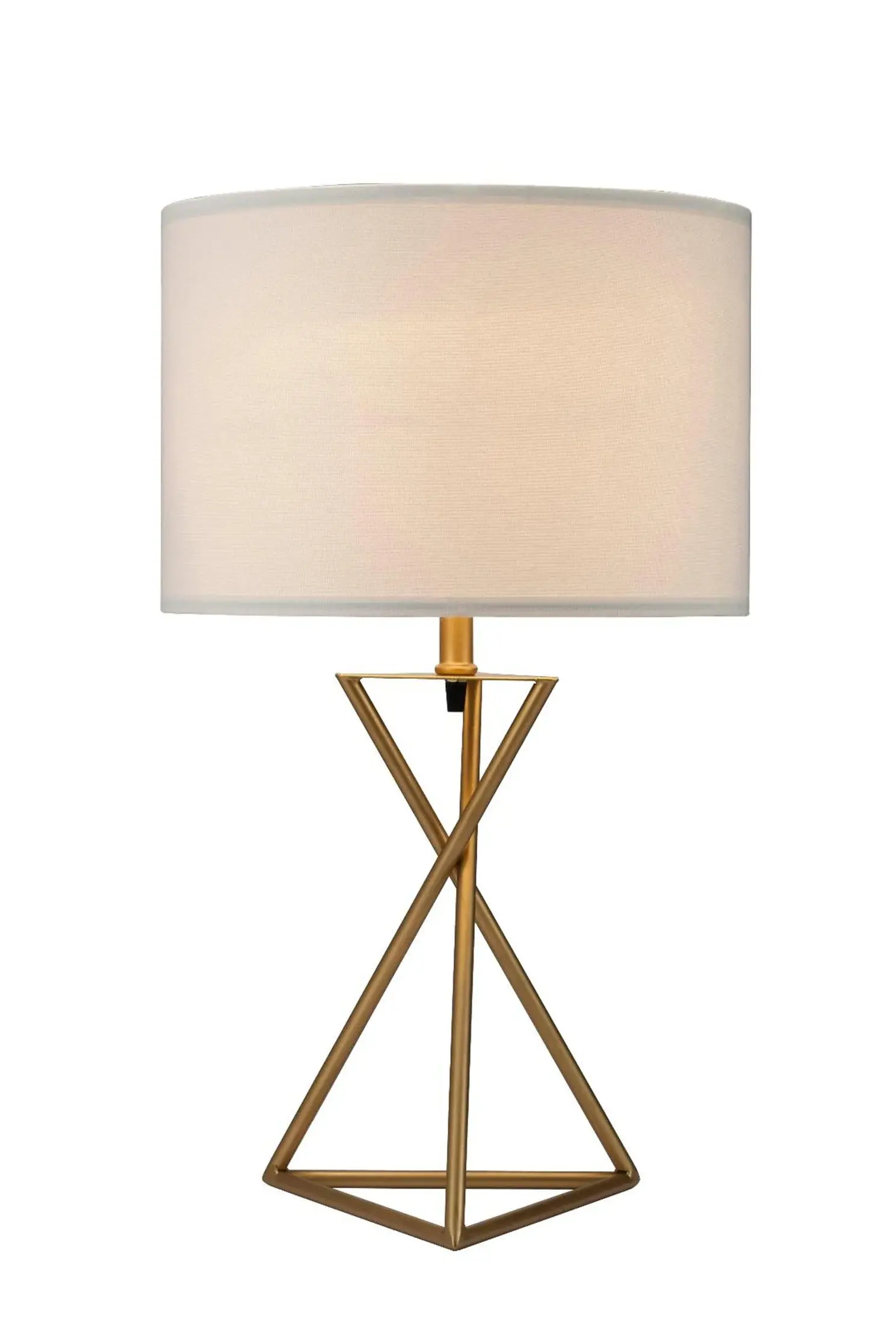 Contemporary Gold Geo Table Lamp with White Shade - Image 2