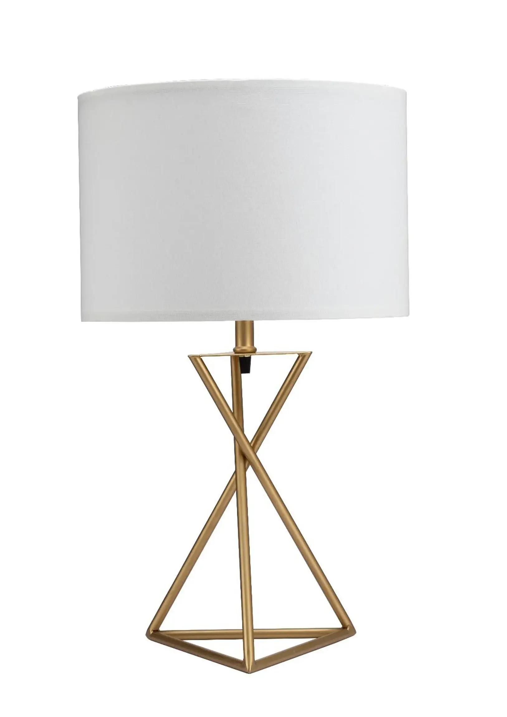Contemporary Gold Geo Table Lamp with White Shade - Image 3