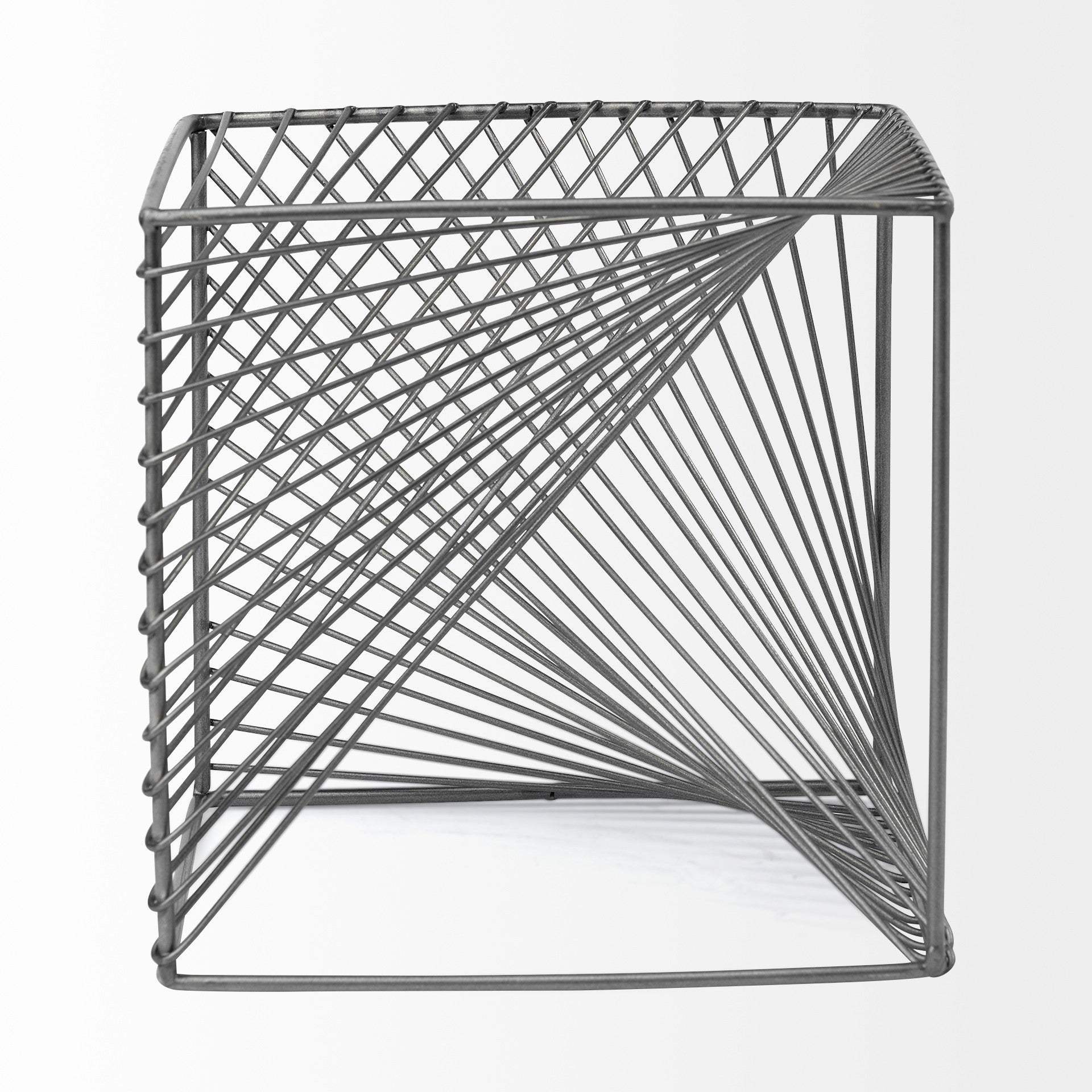 Contemporary Gray Metal Cubed Decor Piece - Image 2