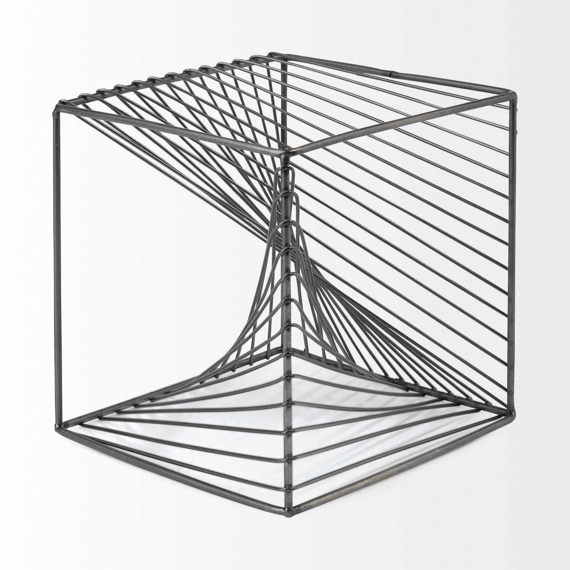 Contemporary Gray Metal Cubed Decor Piece - Image 3