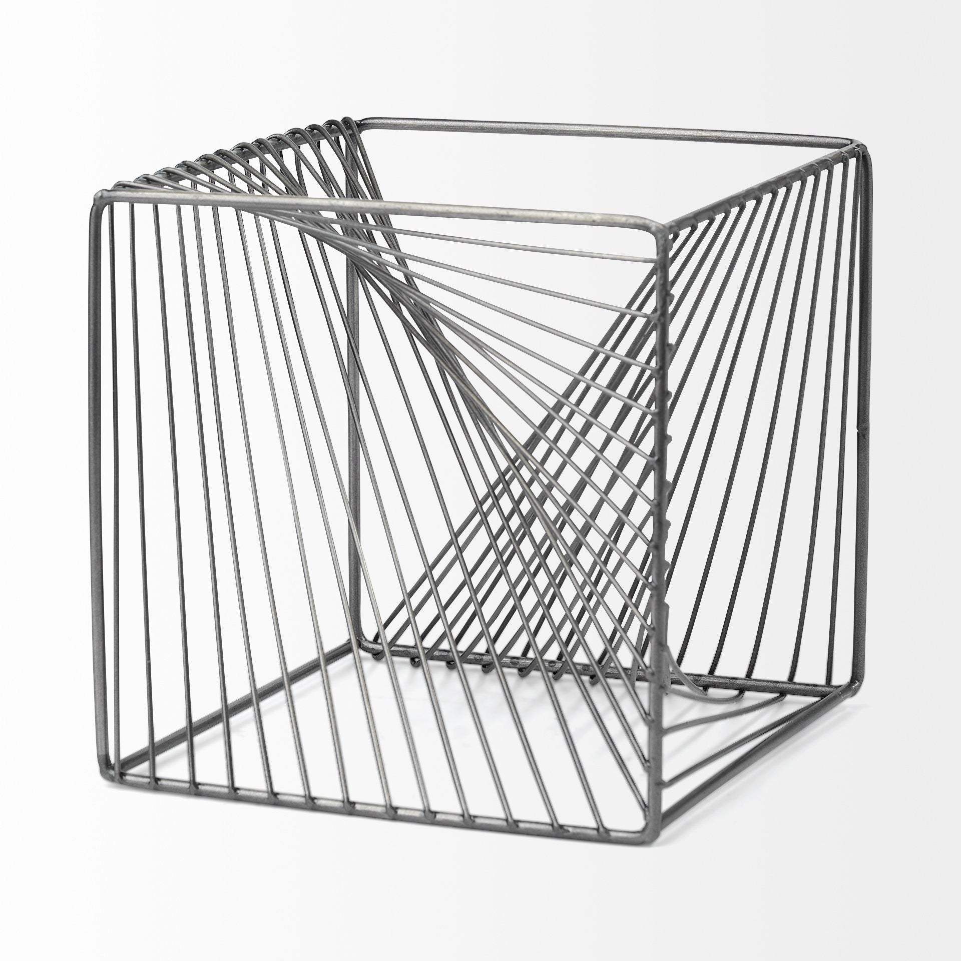 Contemporary Gray Metal Cubed Decor Piece - Image 4