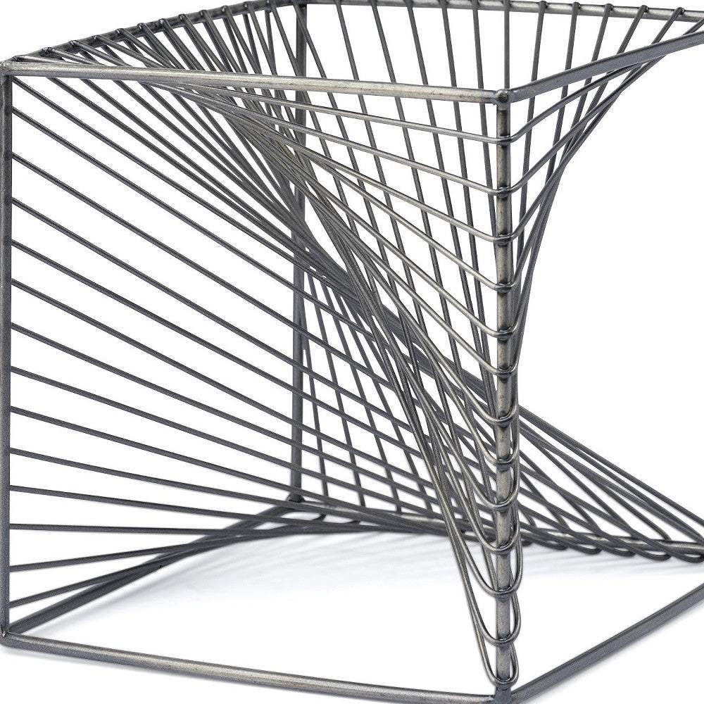 Contemporary Gray Metal Cubed Decor Piece - Image 7