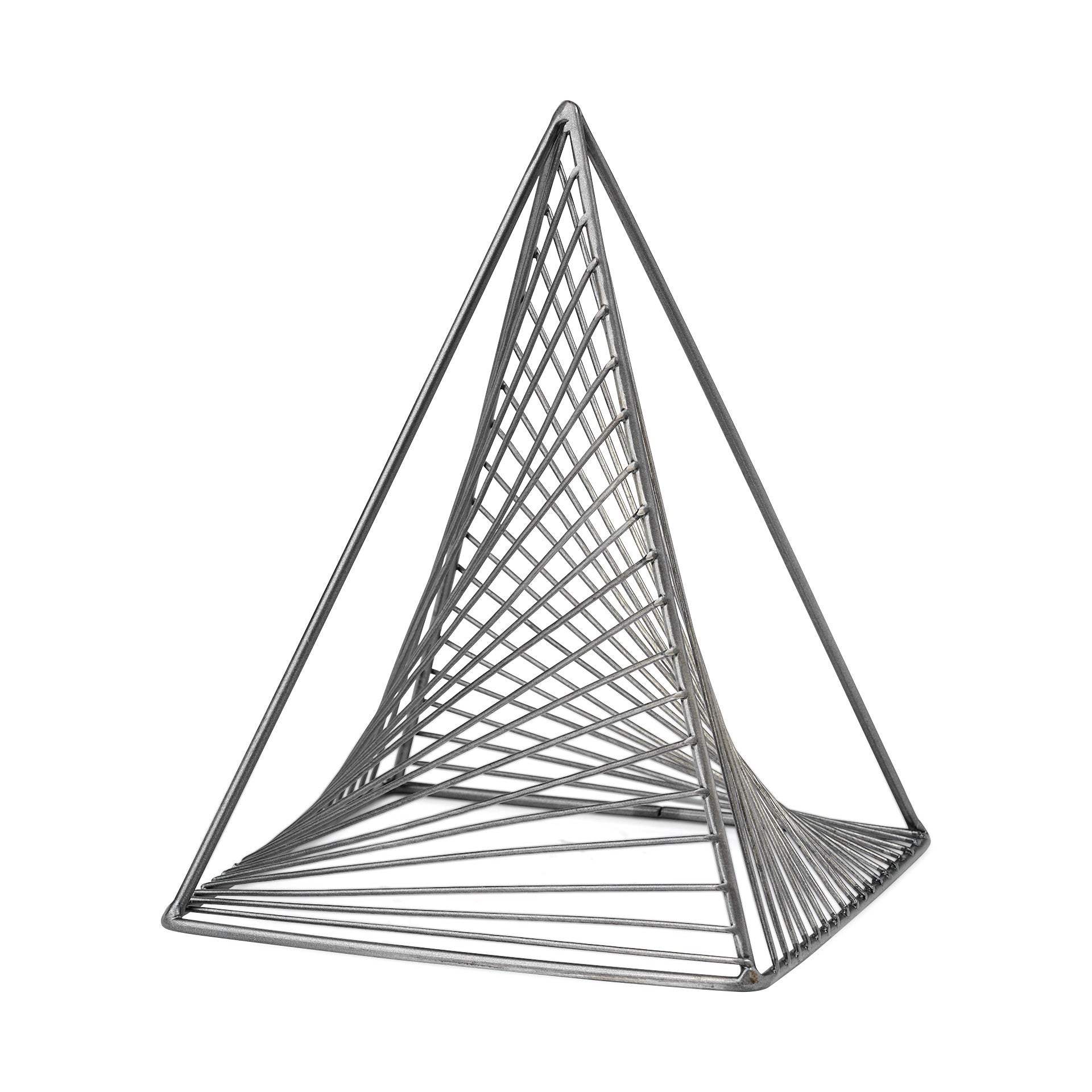 Contemporary Gray Metal Triangular Decor Piece - Image 2