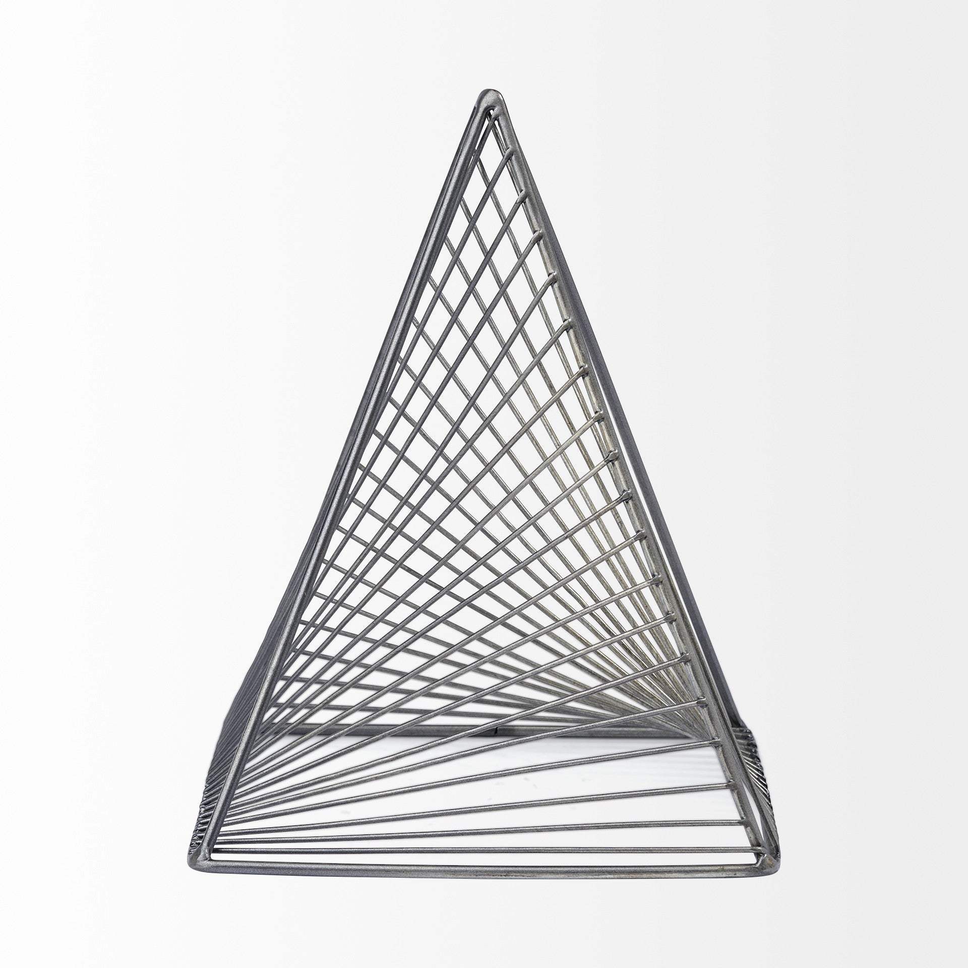 Contemporary Gray Metal Triangular Decor Piece - Image 3