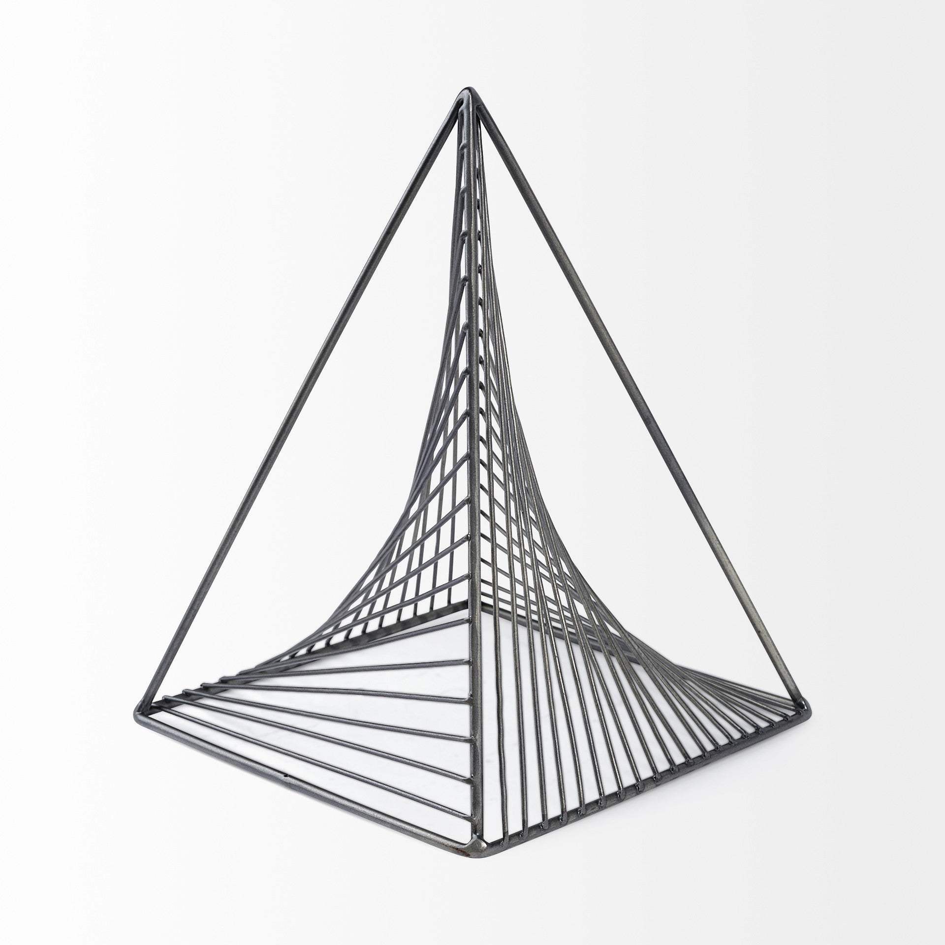 Contemporary Gray Metal Triangular Decor Piece - Image 4