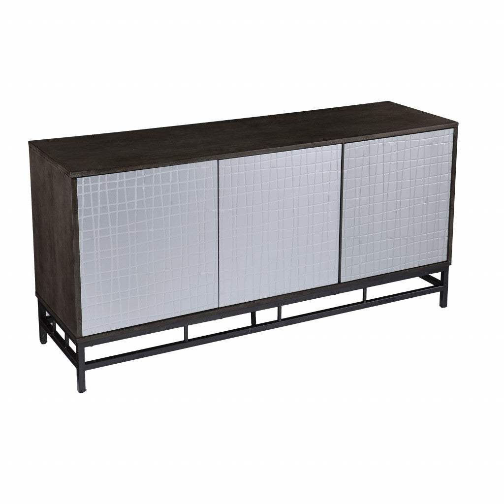 Contemporary Grid Lines Three Door Accent Cabinet - Image 2