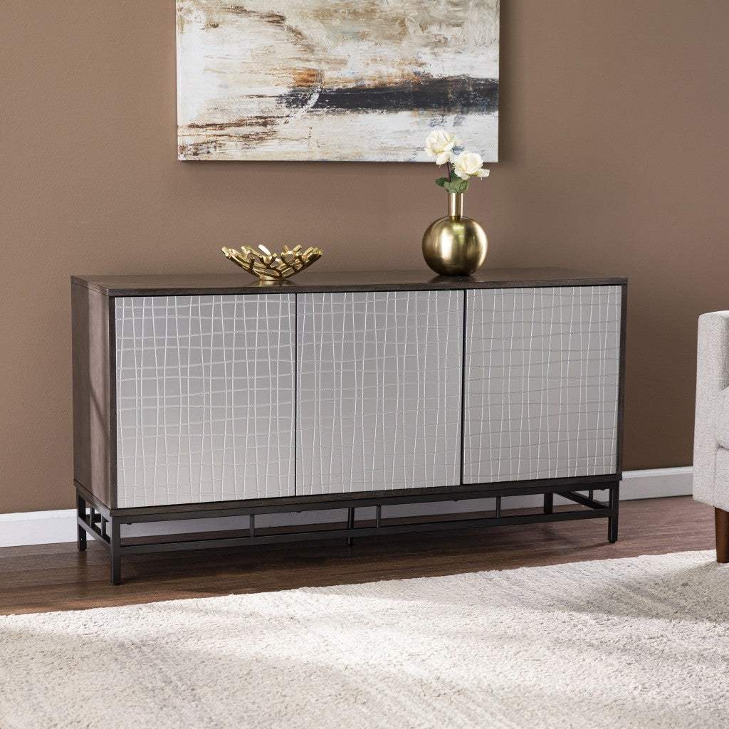 Contemporary Grid Lines Three Door Accent Cabinet - Image 6