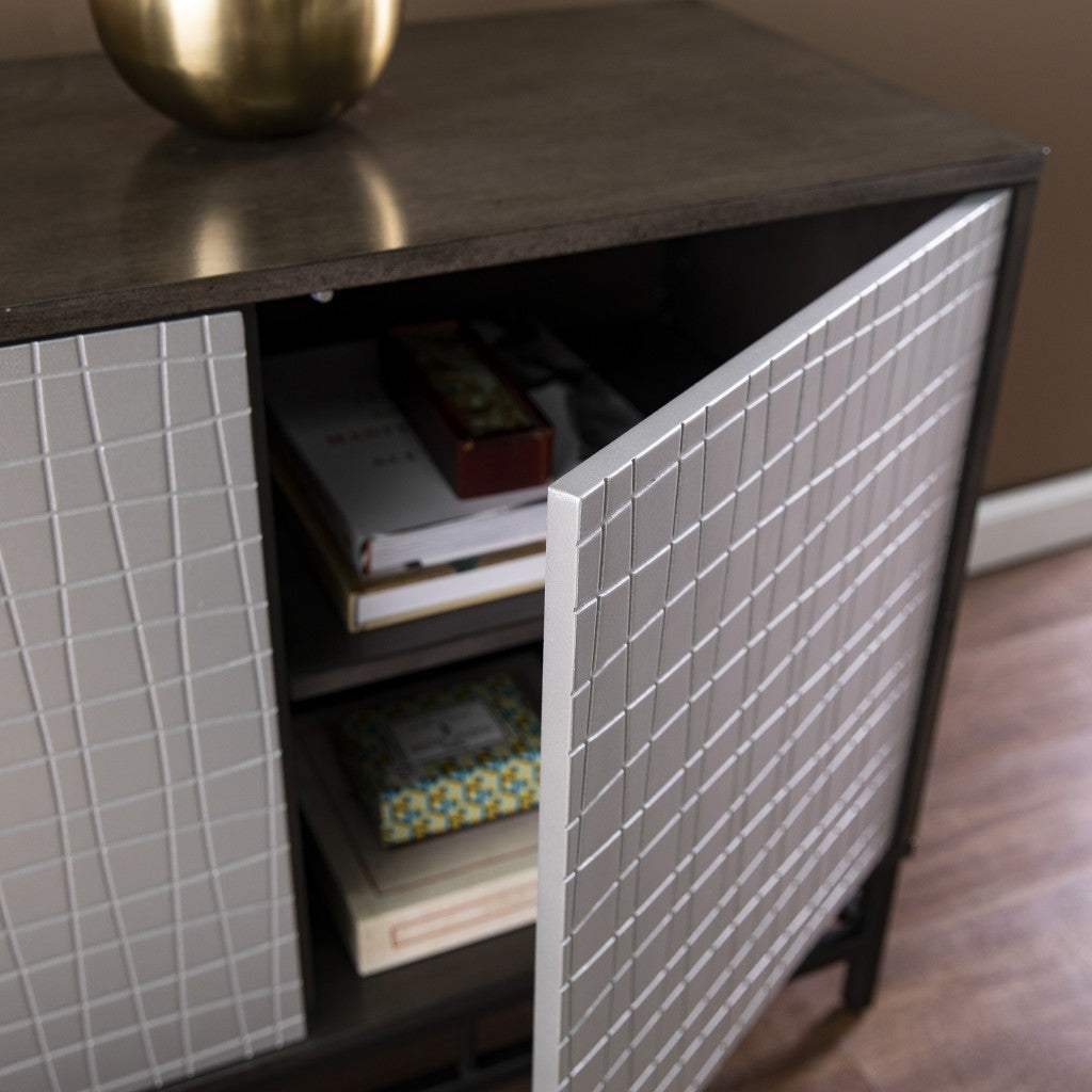 Contemporary Grid Lines Three Door Accent Cabinet - Image 7