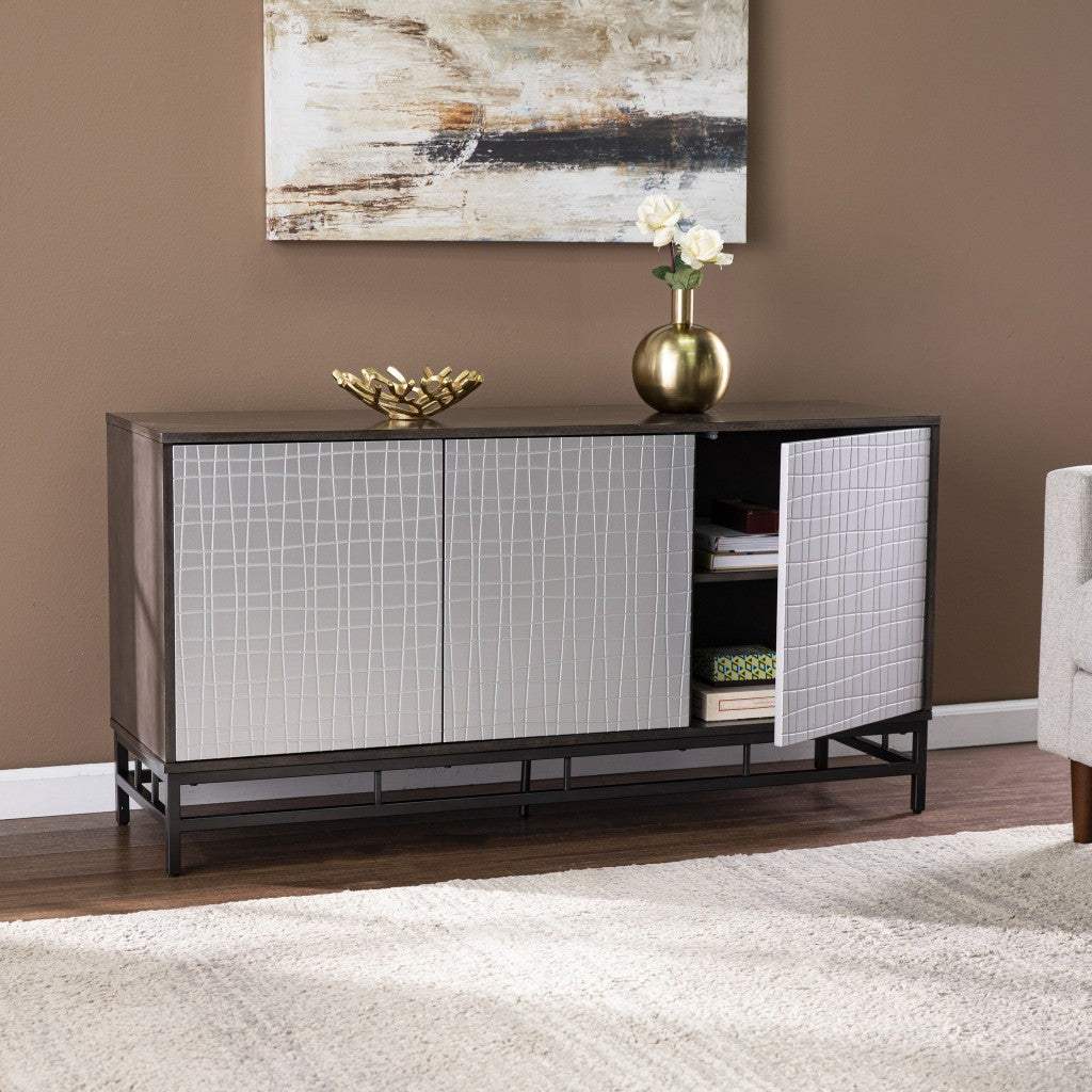 Contemporary Grid Lines Three Door Accent Cabinet - Image 8