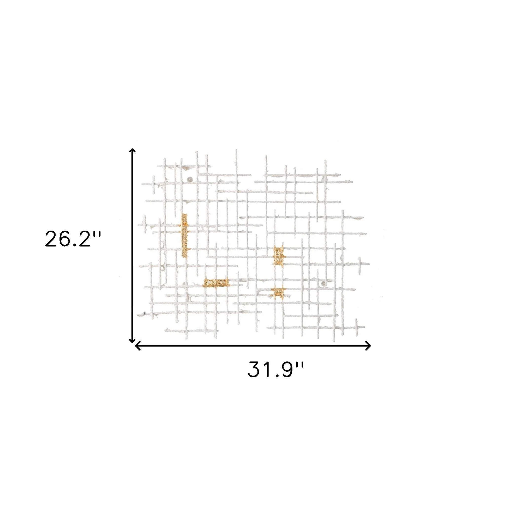 Contemporary Large White and Gold Geo Grid Wall Art - Image 8