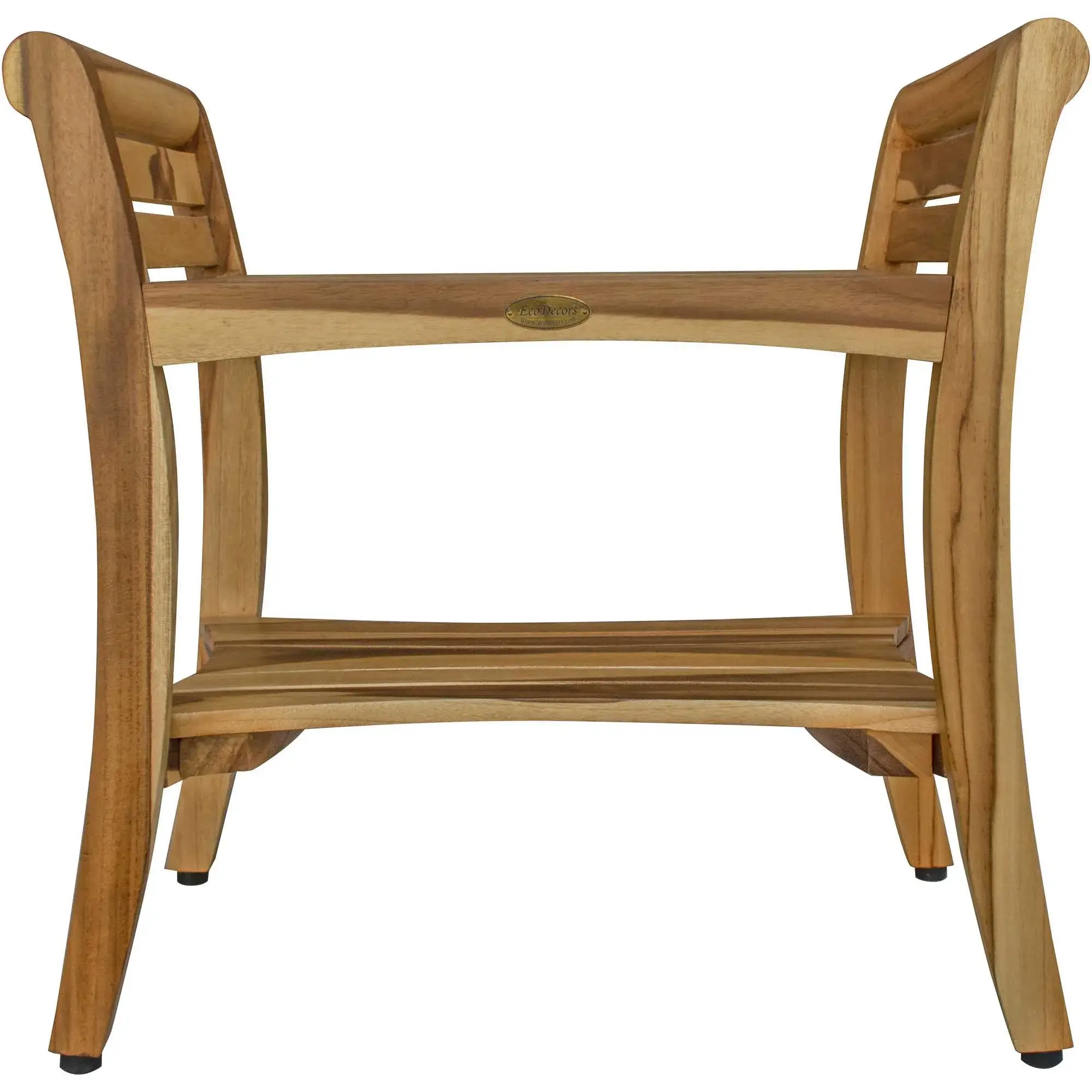 Contemporary Teak Shower Bench With Handles In Natural Finish - Image 2