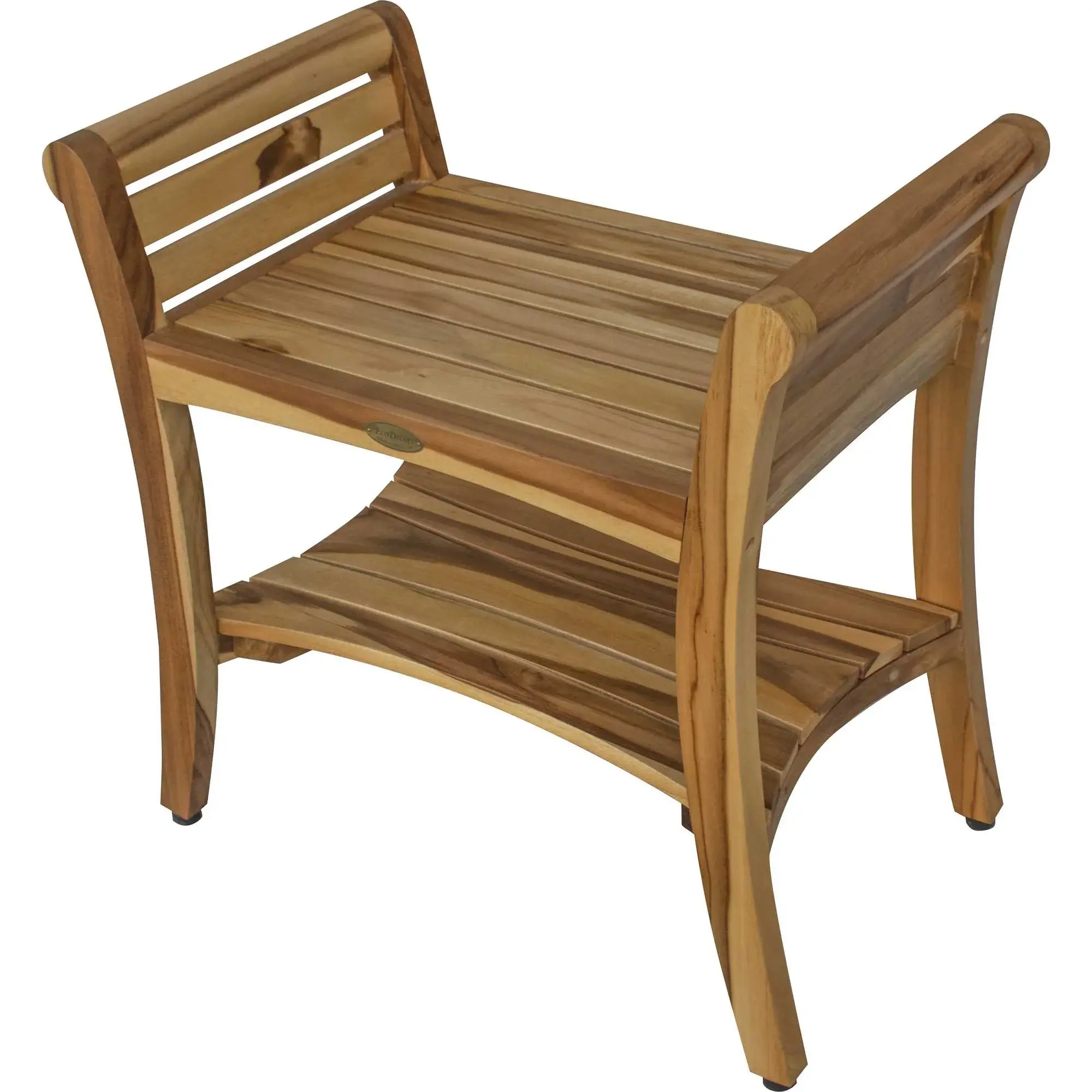 Contemporary Teak Shower Bench With Handles In Natural Finish - Image 3