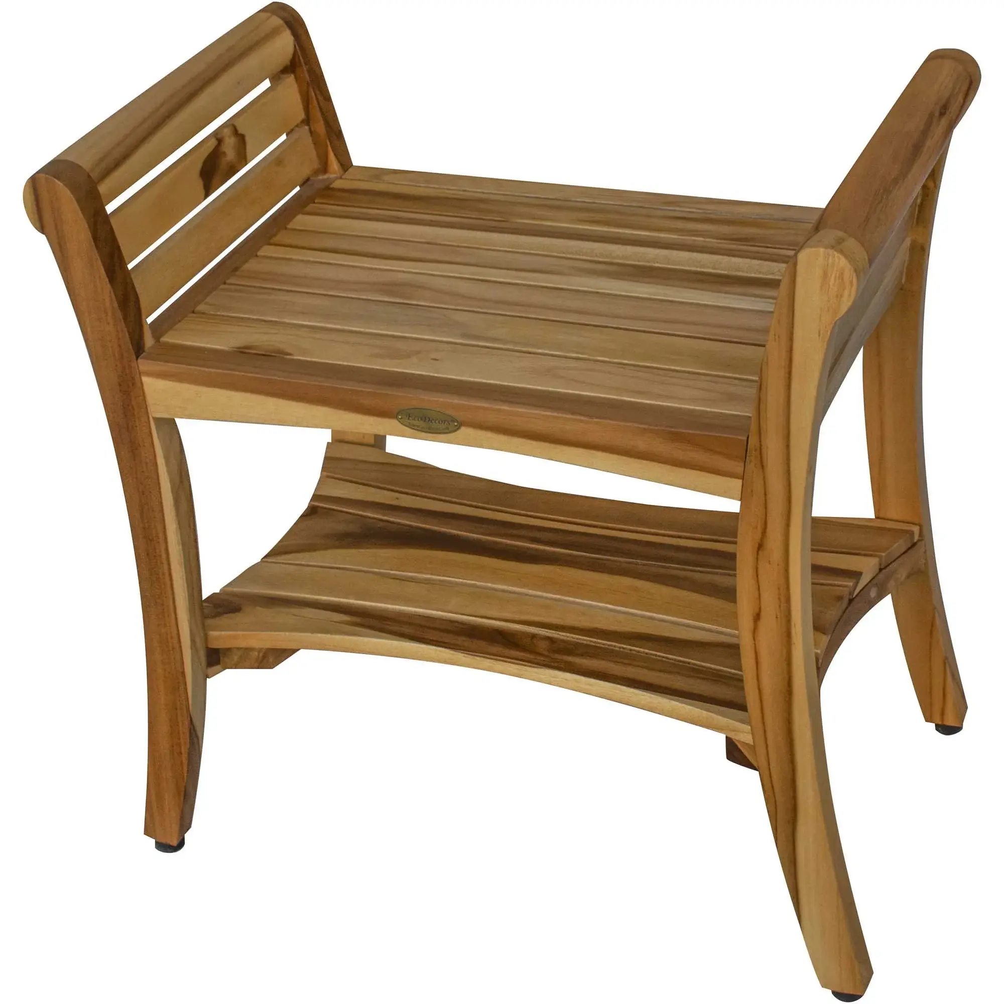 Contemporary Teak Shower Bench With Handles In Natural Finish - Image 4