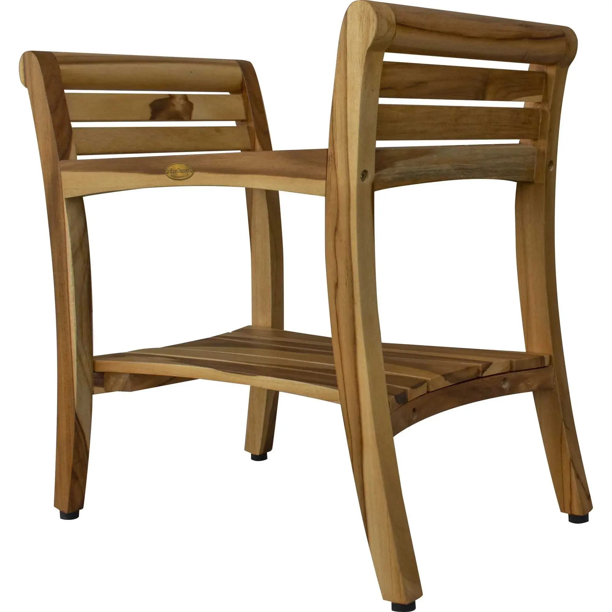 Contemporary Teak Shower Bench With Handles In Natural Finish - Image 5