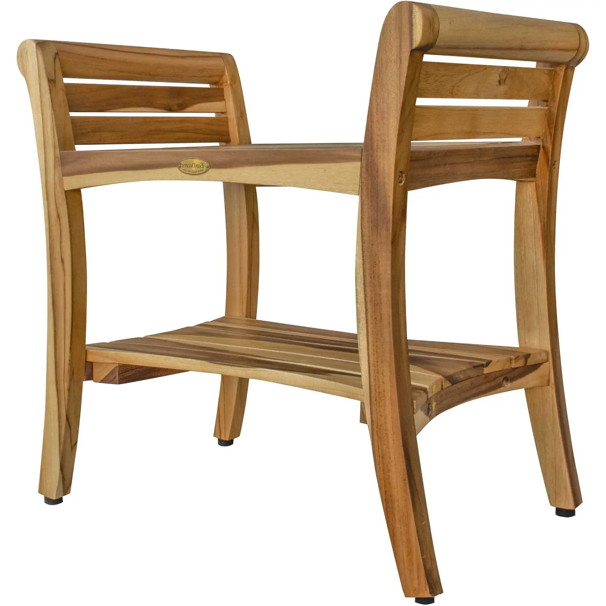 Contemporary Teak Shower Bench With Handles In Natural Finish - Image 8