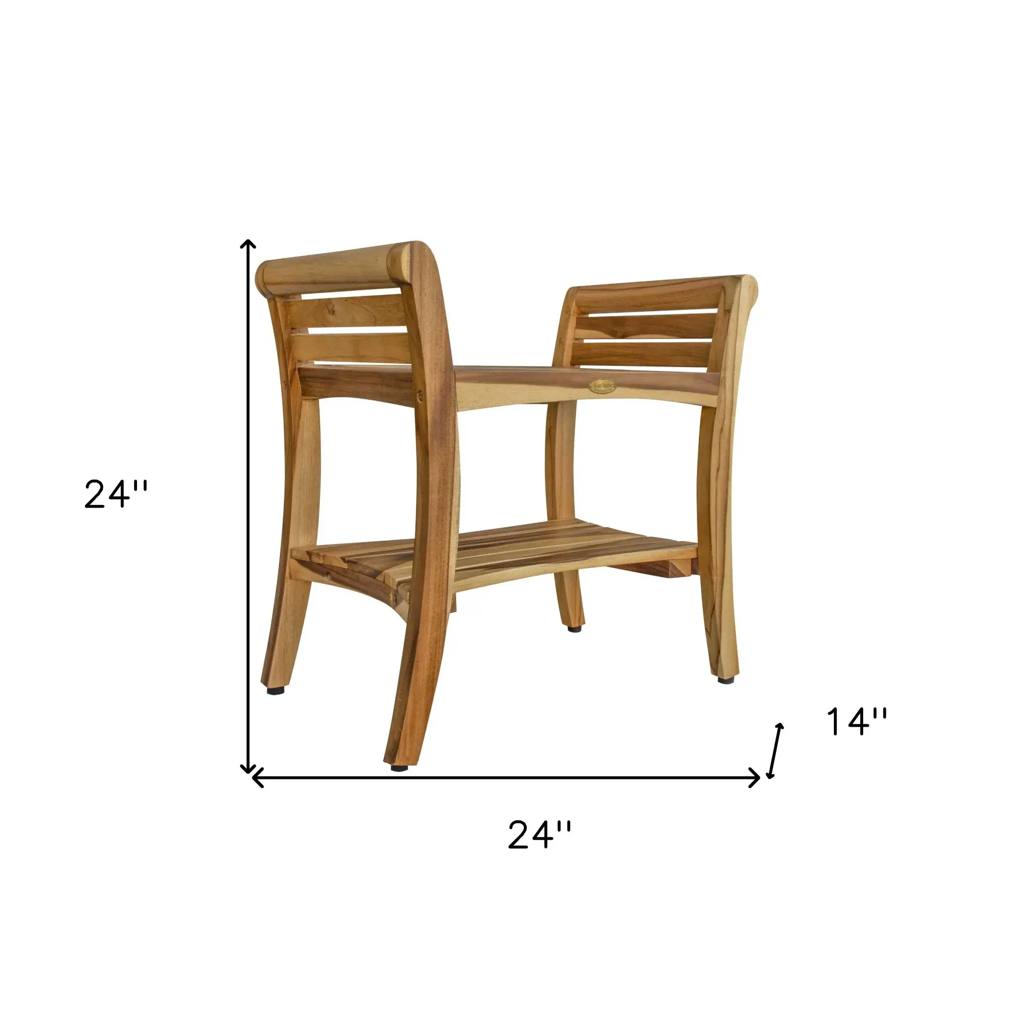 Contemporary Teak Shower Bench With Handles In Natural Finish - Image 9