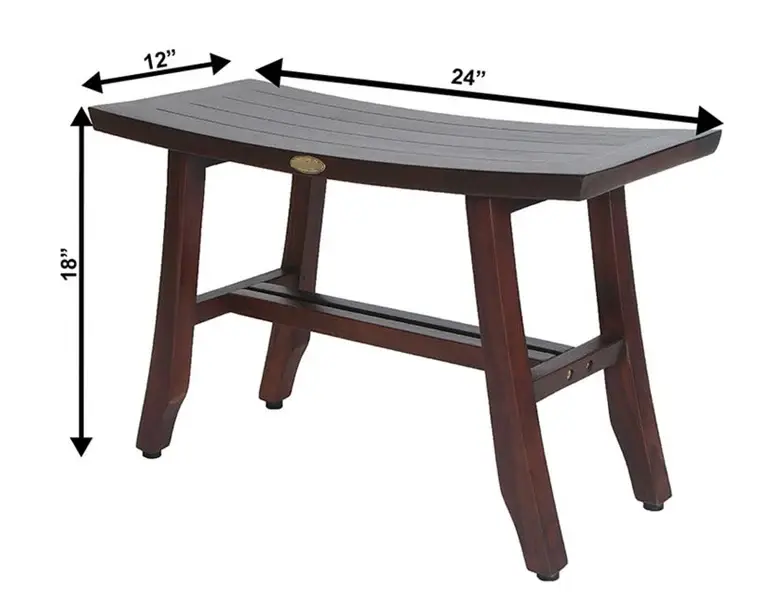 Contemporary Teak Shower Stool Or Bench In Brown Finish - Image 3