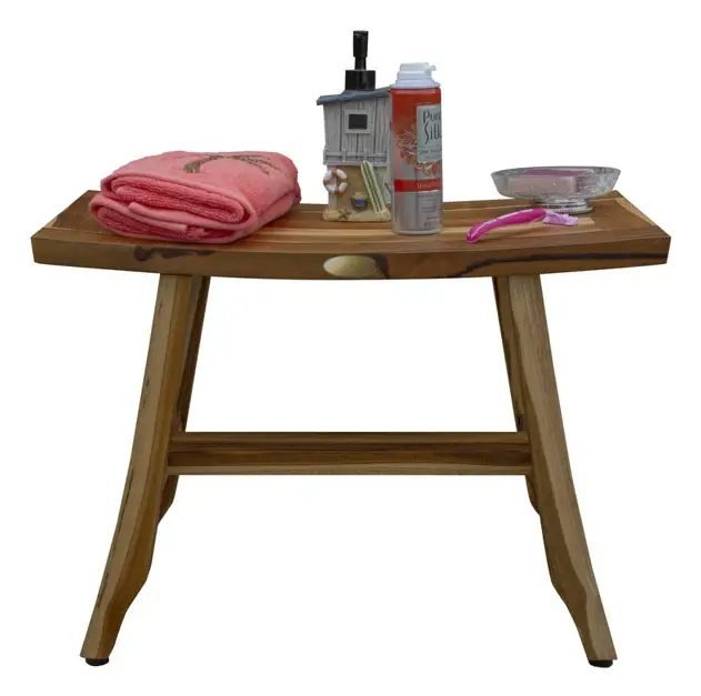Contemporary Teak Shower Stool Or Bench In Natural Finish - Image 4
