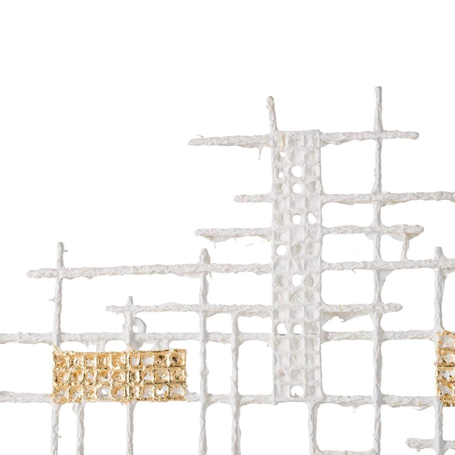 Contemporary White and Gold Geo Grid Wall Art - Image 6