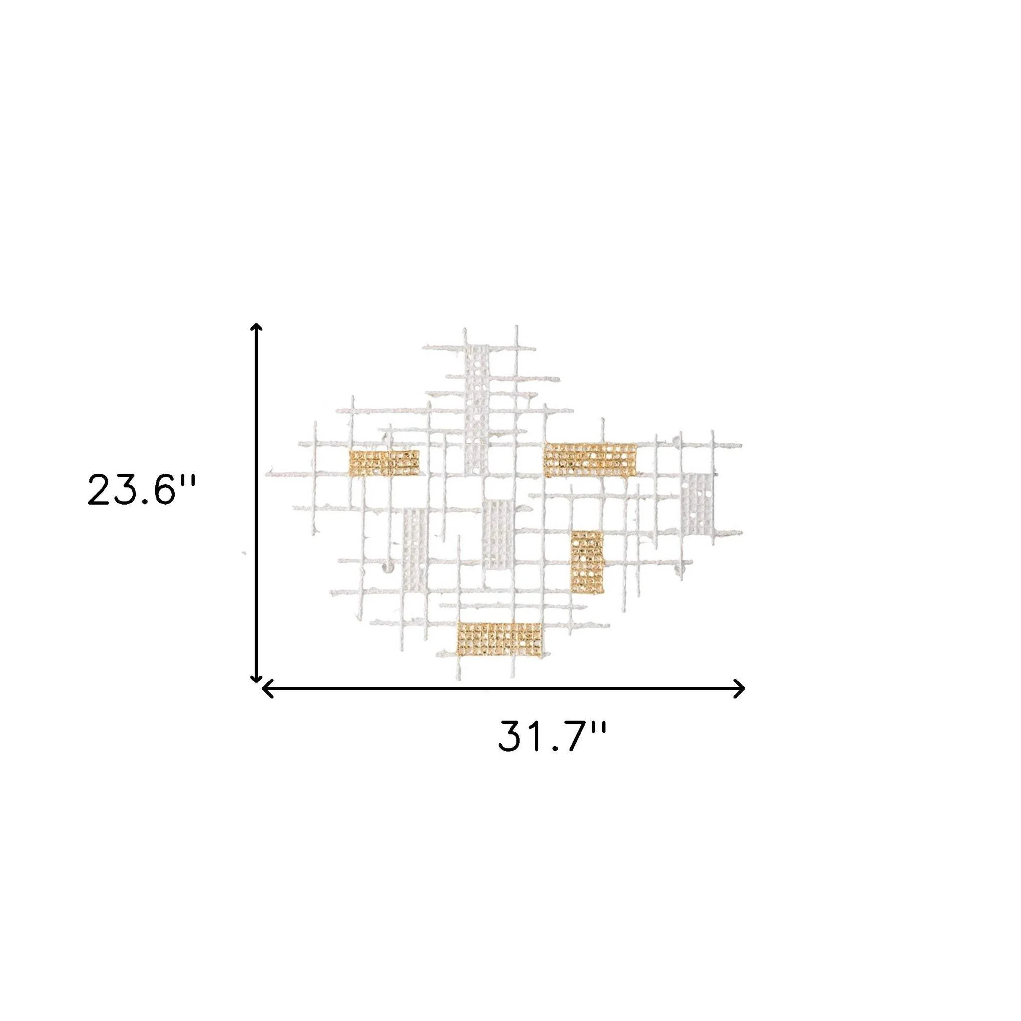 Contemporary White and Gold Geo Grid Wall Art - Image 8