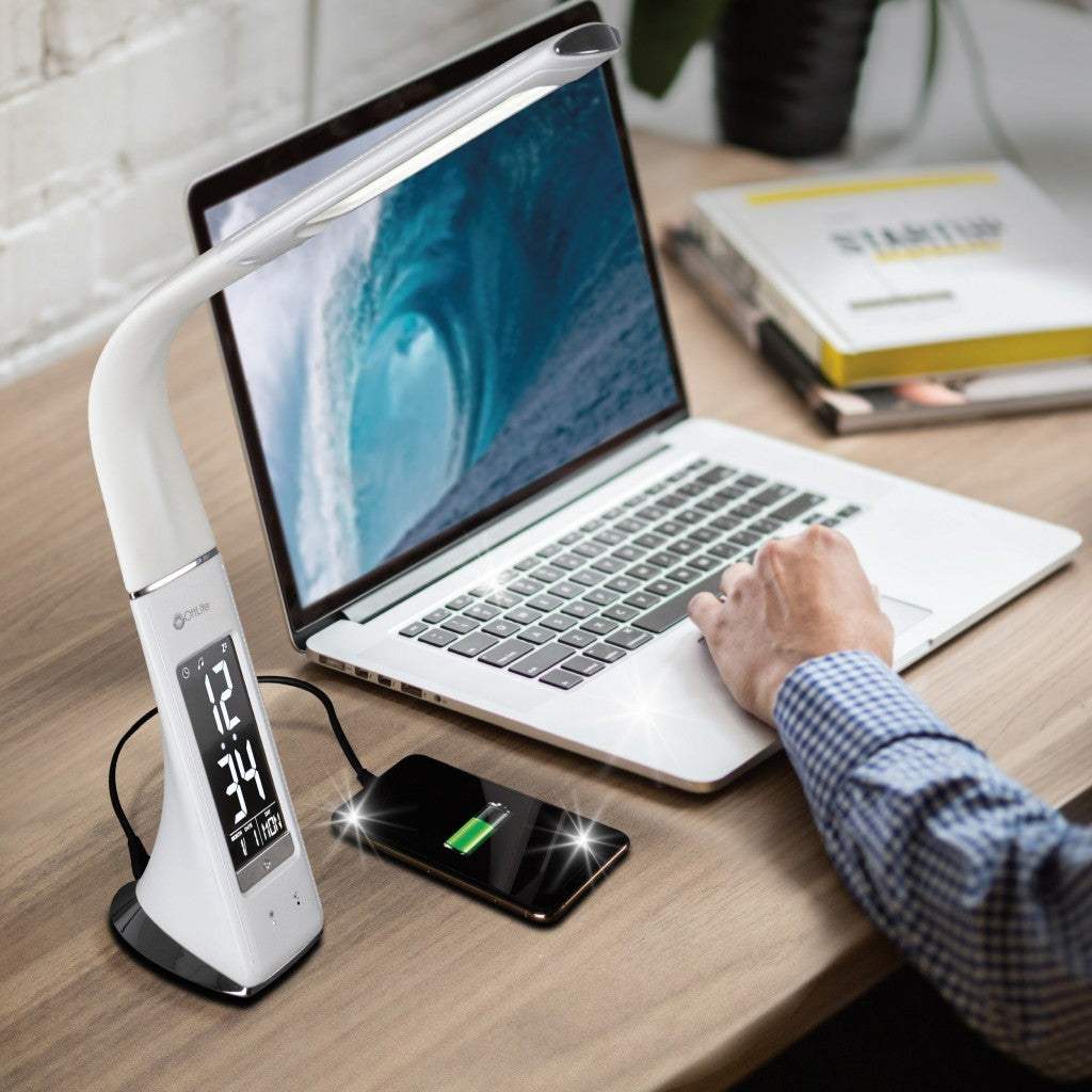 Contemporary White Sanitizing LED Desk Lamp - Image 4