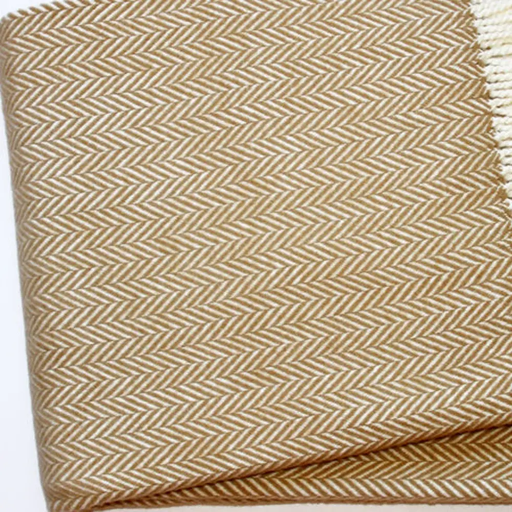 Copper and White Dreamy Soft Herringbone Throw Blanket - Image 3