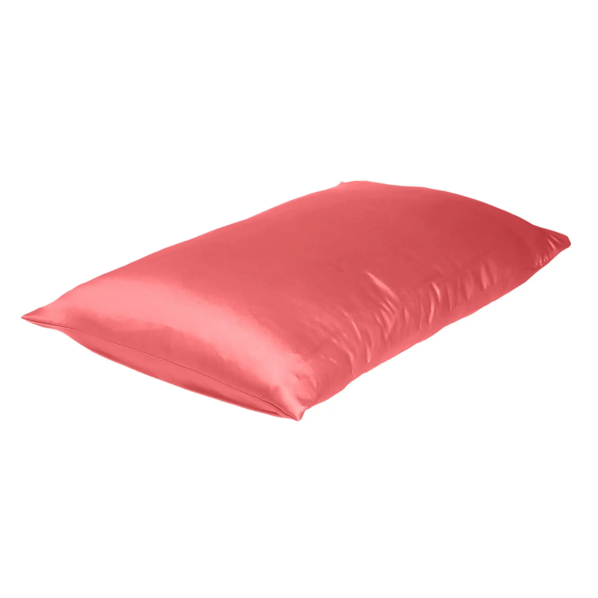 Coral Dreamy Set Of 2 Silky Satin Queen Pillowcases - Image 2