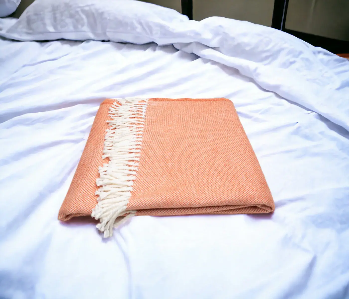 Coral Mini Dot Fringed Throw Blanket - Image 2